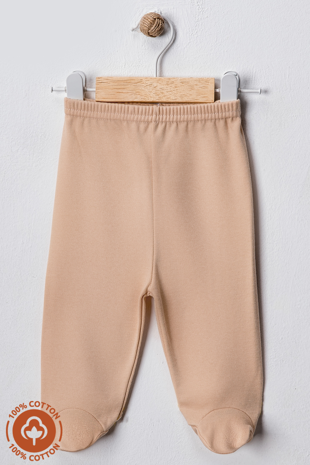 Miniel Unisex Bebek Pamuklu 0-6 Ay Patikli Bebek Pantolon 3lü Renkli Set fotoğrafı 2 (önizleme)