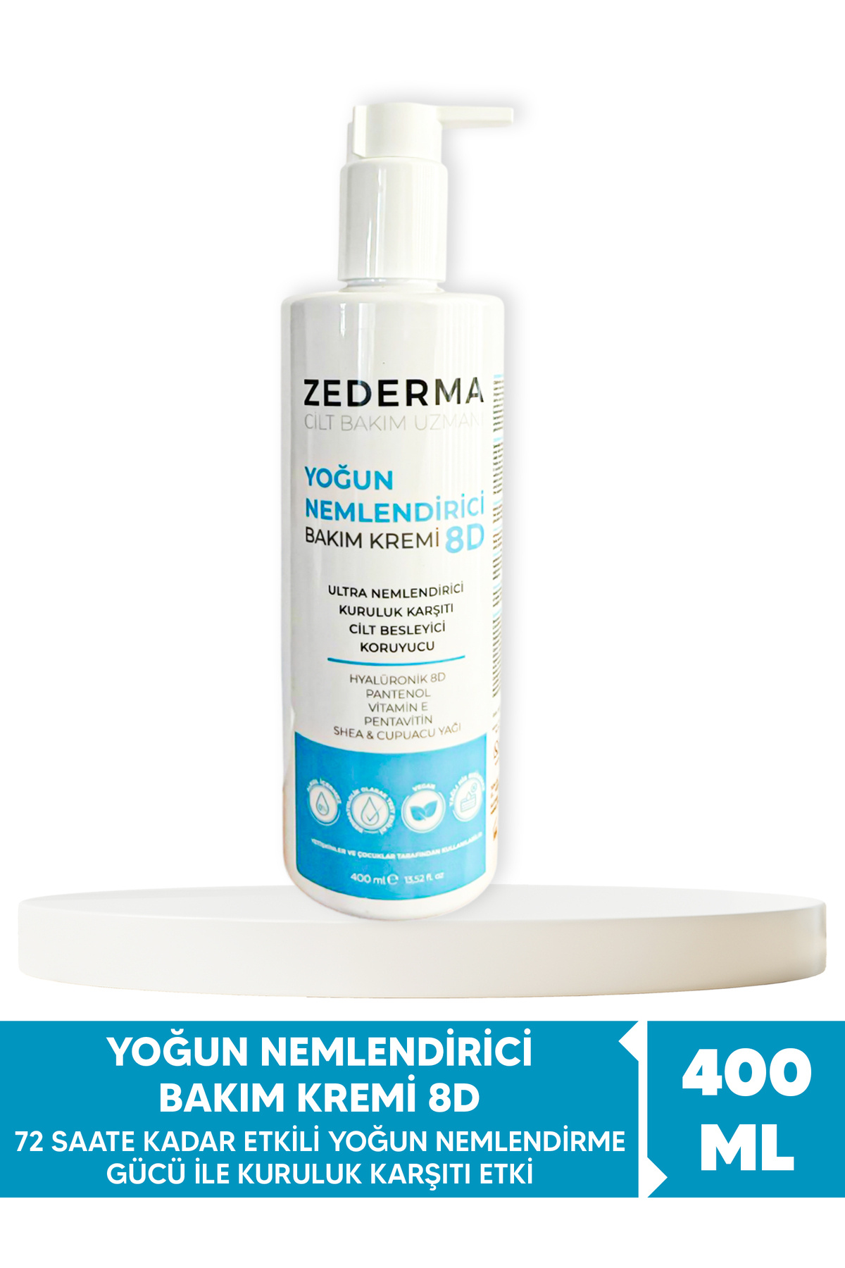 モイスチャークリーム ZEDERMA Yoğun Nemlendirici Cilt Bakım Kremi 8d 400ml. 72 Saate