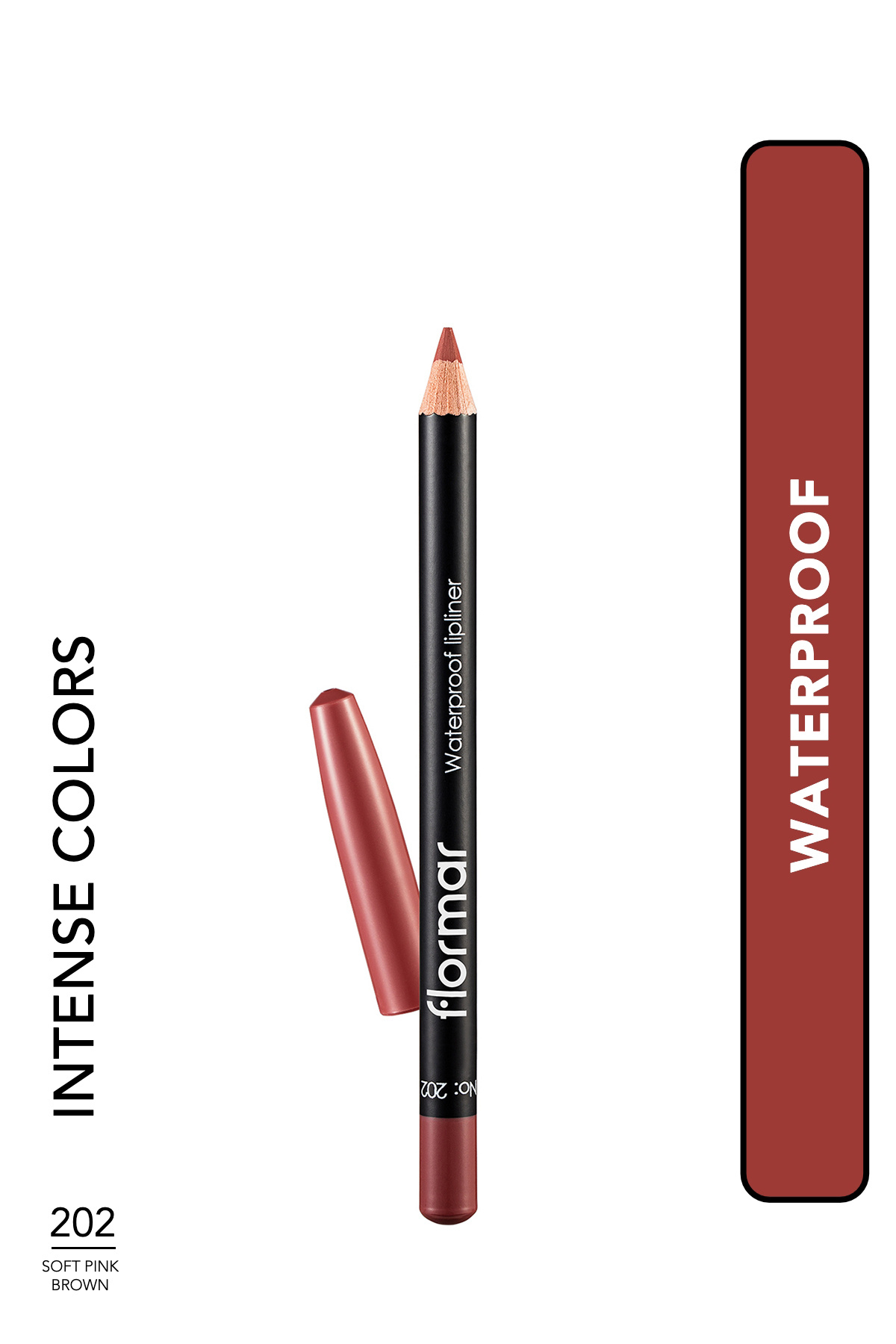 Flormar Waterproof Lip Liner (BORDO) - Waterproof Lipliner - 202 Soft Pink Brown -8690604111022