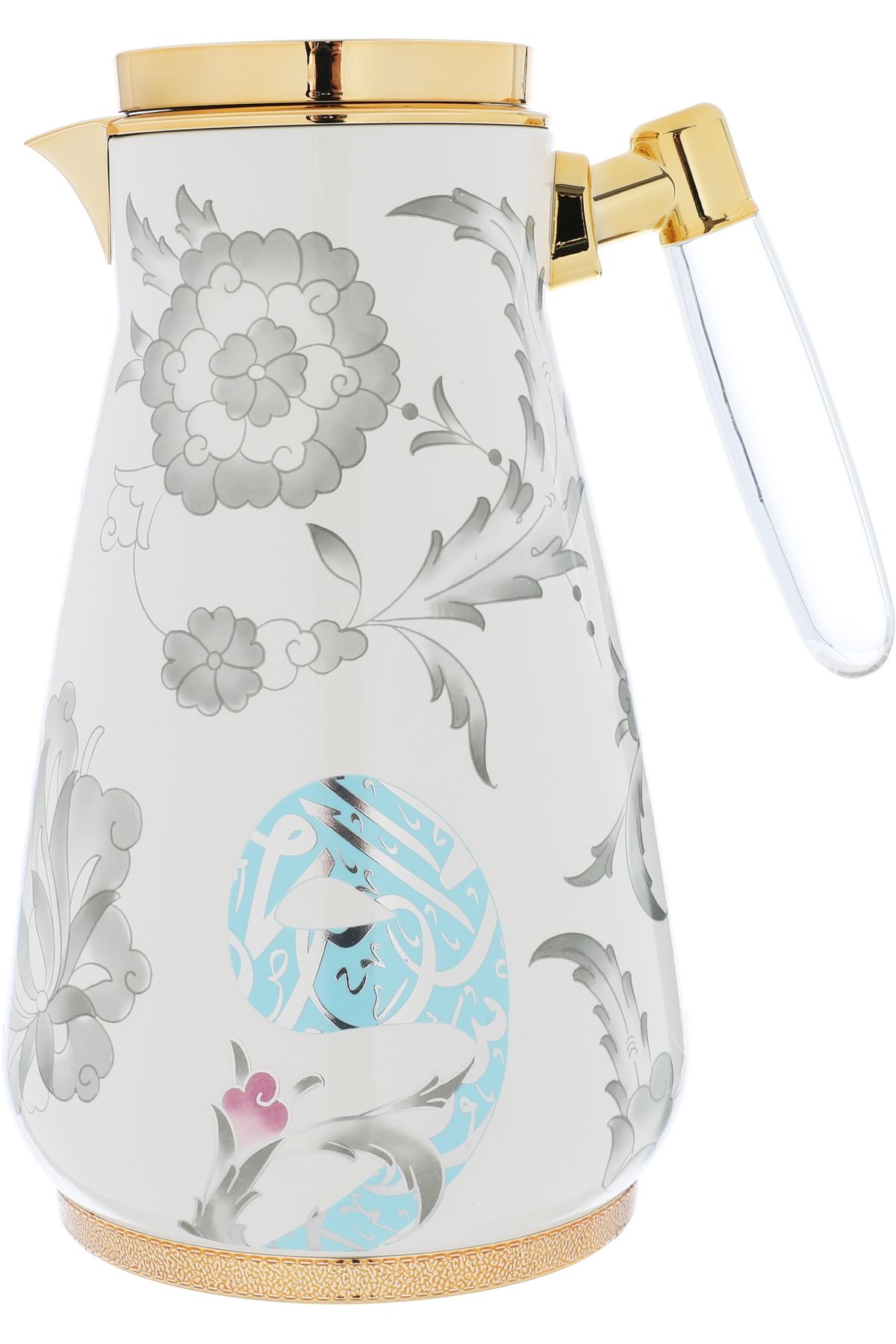 Alsaif Gallery-White Walaa Thermos Set With Gold And Transparent Handle, Two Pieces 2