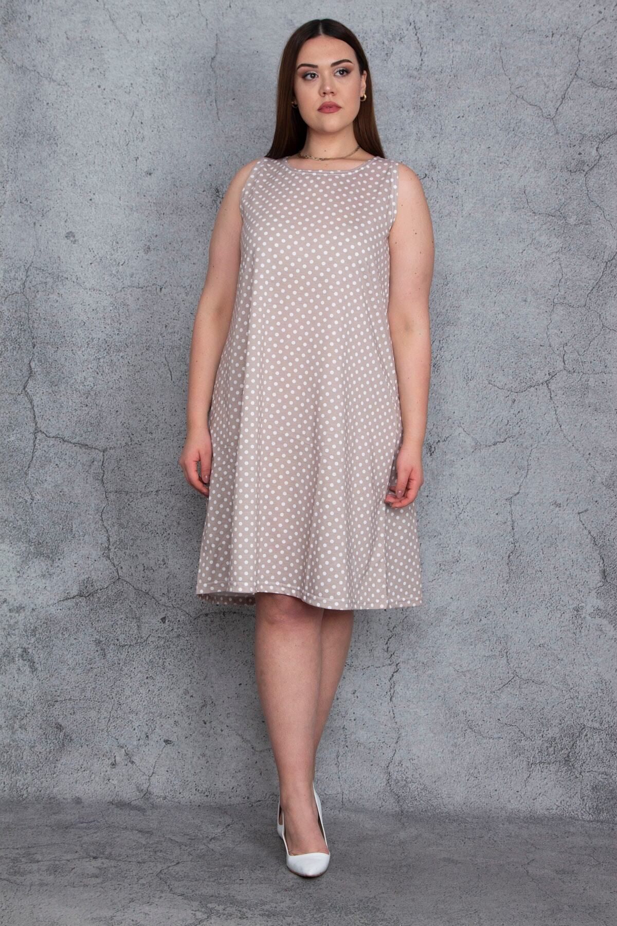 Şans-Γυναικείο φόρεμα Plus Size Mink Point Pattern 65n24477 4