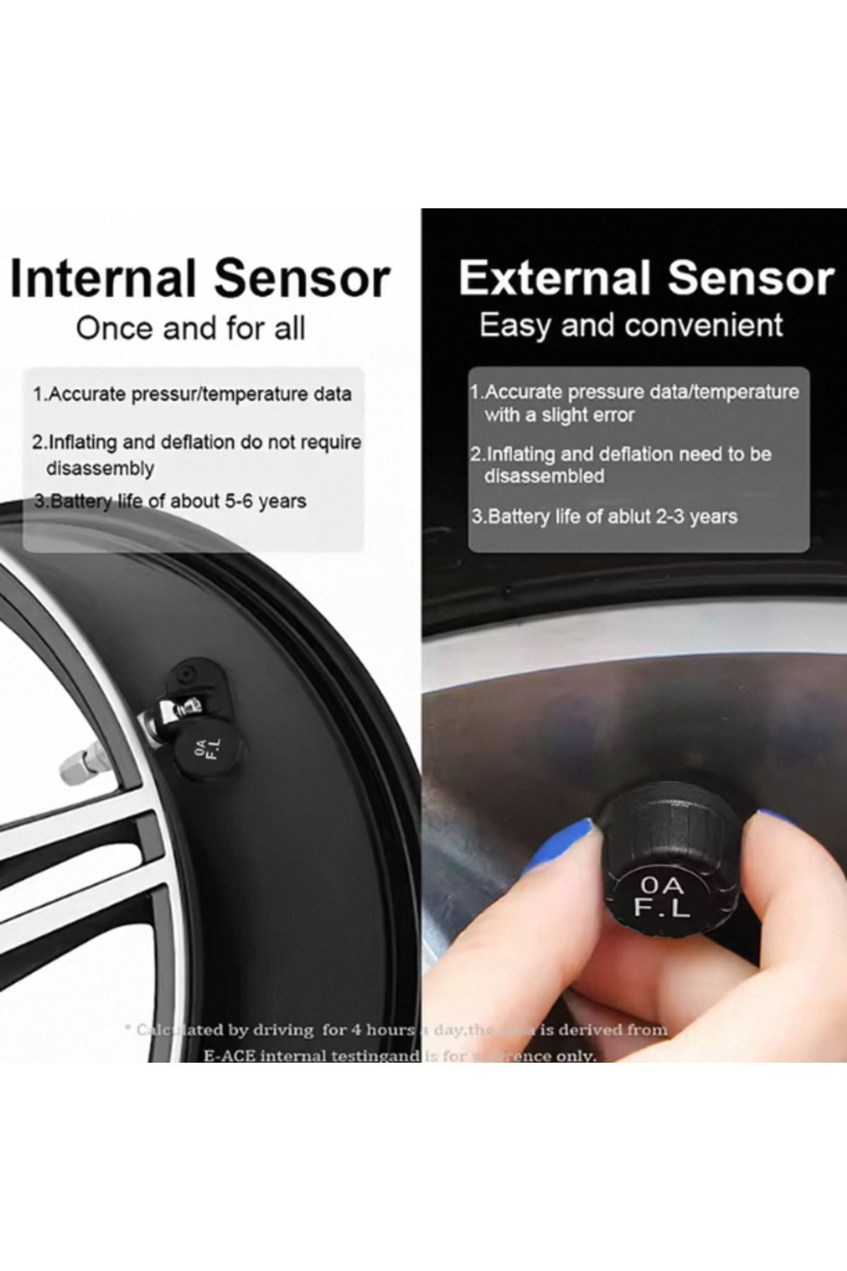E-ACE-K01-external Sensors K01 Tpms Solar Sensor Intelligence Wireless Tire Pressure Monitoring Sys 5