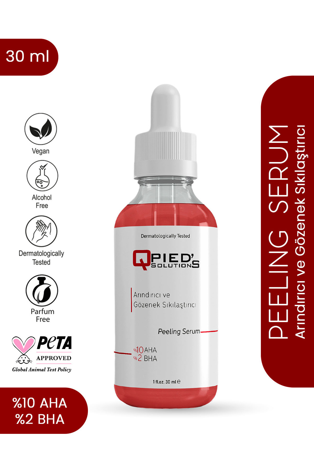 Qpieds Solutions Aha Bha Peeling Serum - Revitalizing and Evening Skin Tone (Aha 10% Bha 2%) 30ml