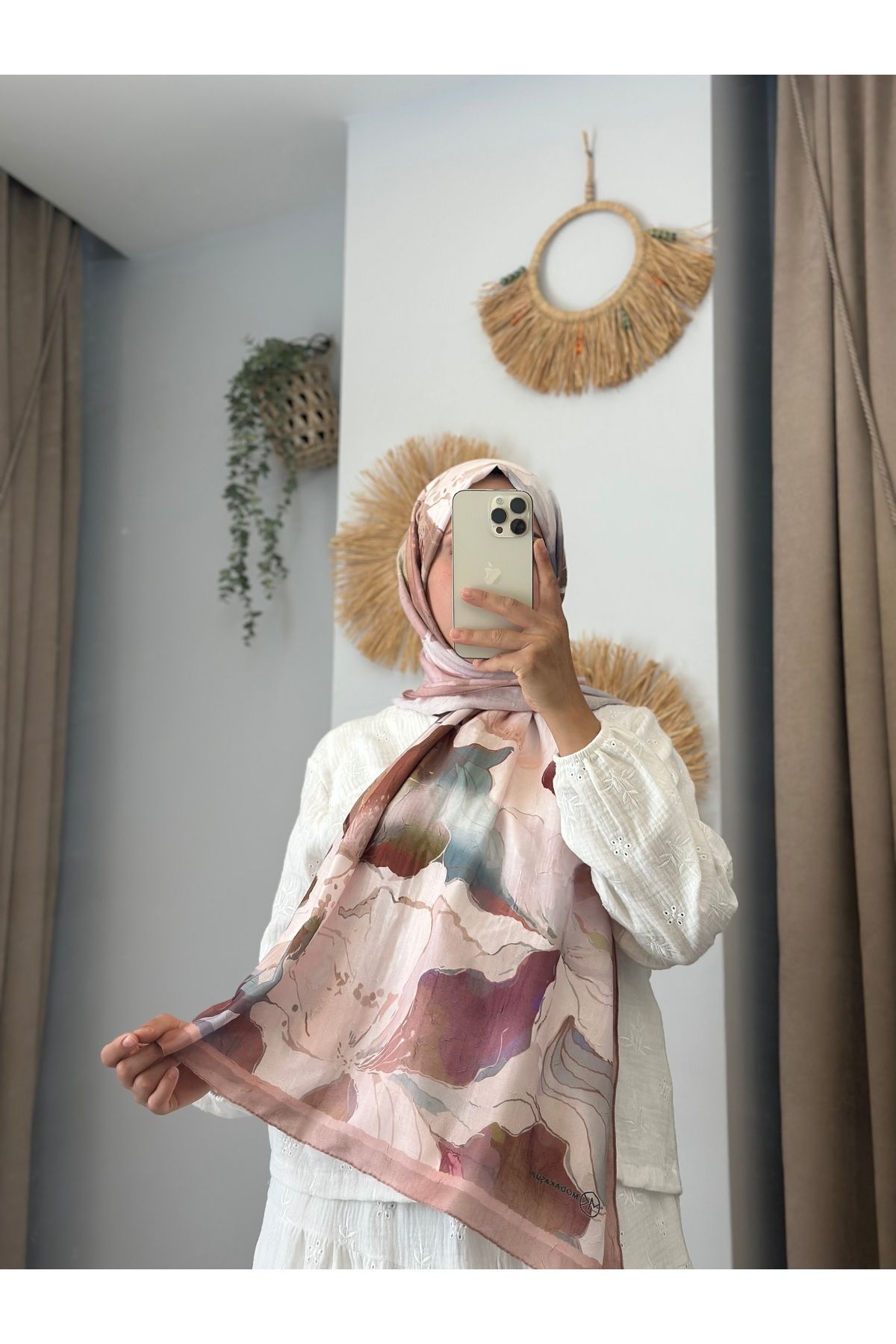 nazendescarf Florica desenli bambu şal