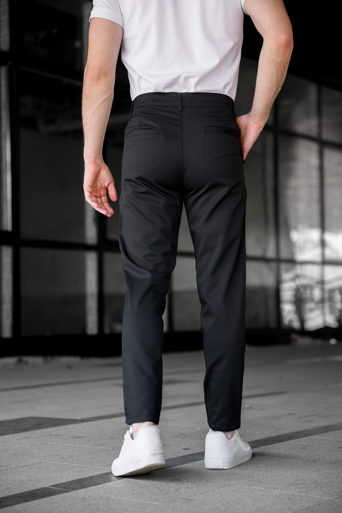 Ser Joven-Pánske Slim Fit čierne plátené nohavice 7