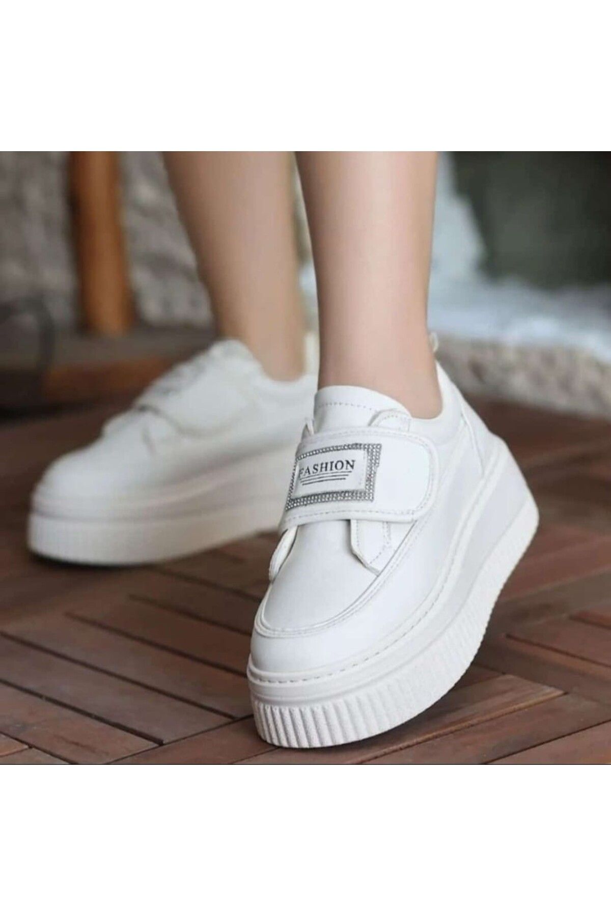 Registan Shoes Dar Kalıp Kadın Yüksek Taban Taşlı Spor Ayakkabı