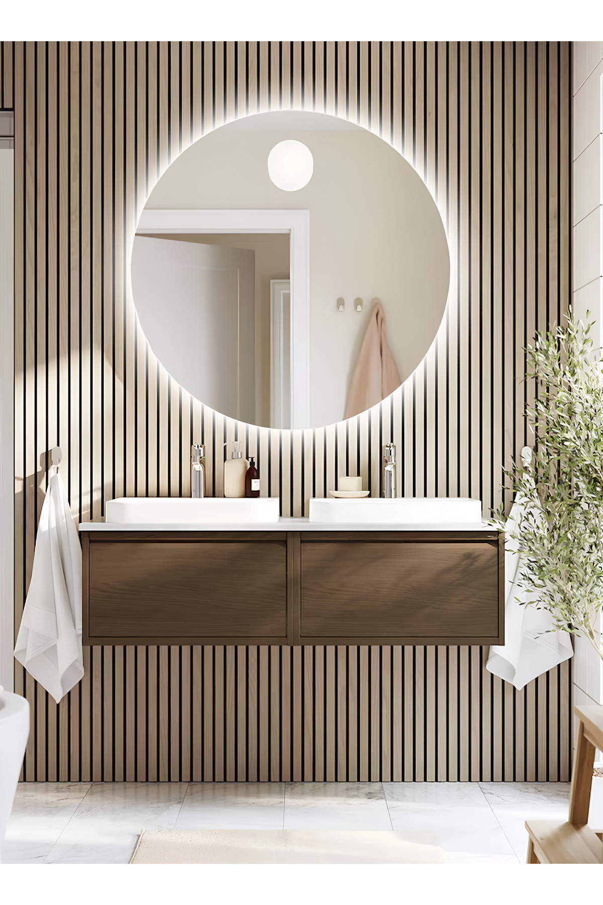 Taimi-50cm Round Bathroom Mirror With Backlight And Smart Touch Button 2