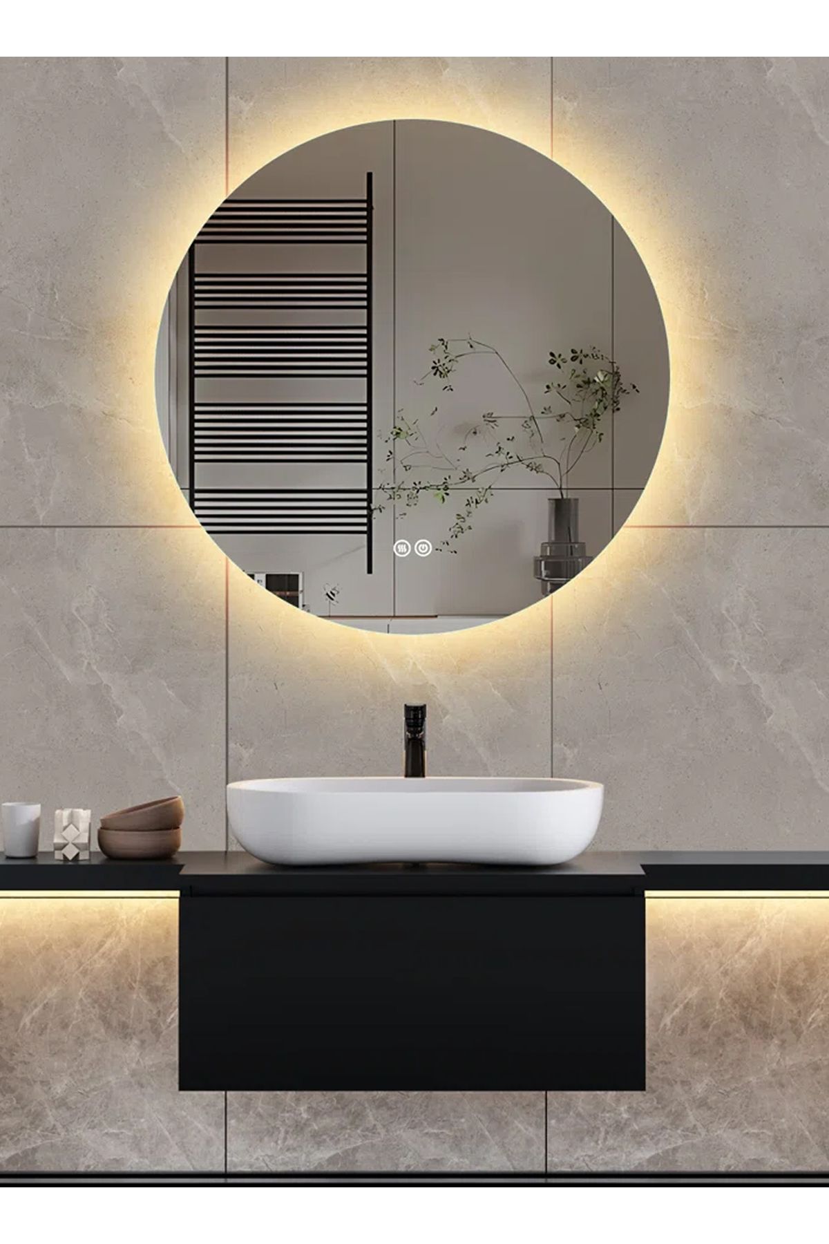 Taimi-50cm Anti-fog Round Bathroom Mirror With Backlight And Smart Touch Button 3