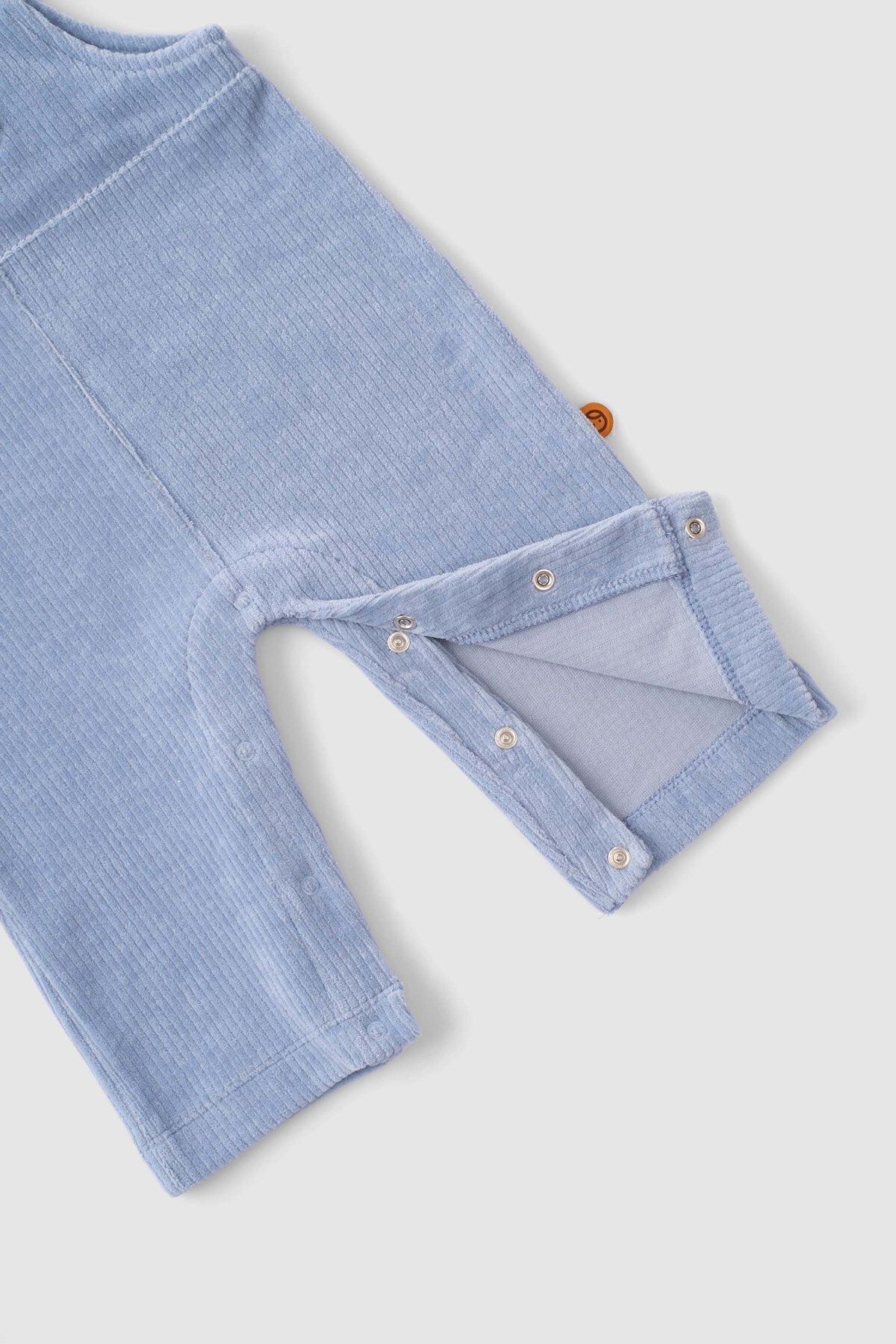 Little Gusto Fitilli Kadife Bebek Salopet Mavi fotoğrafı 4 (önizleme)