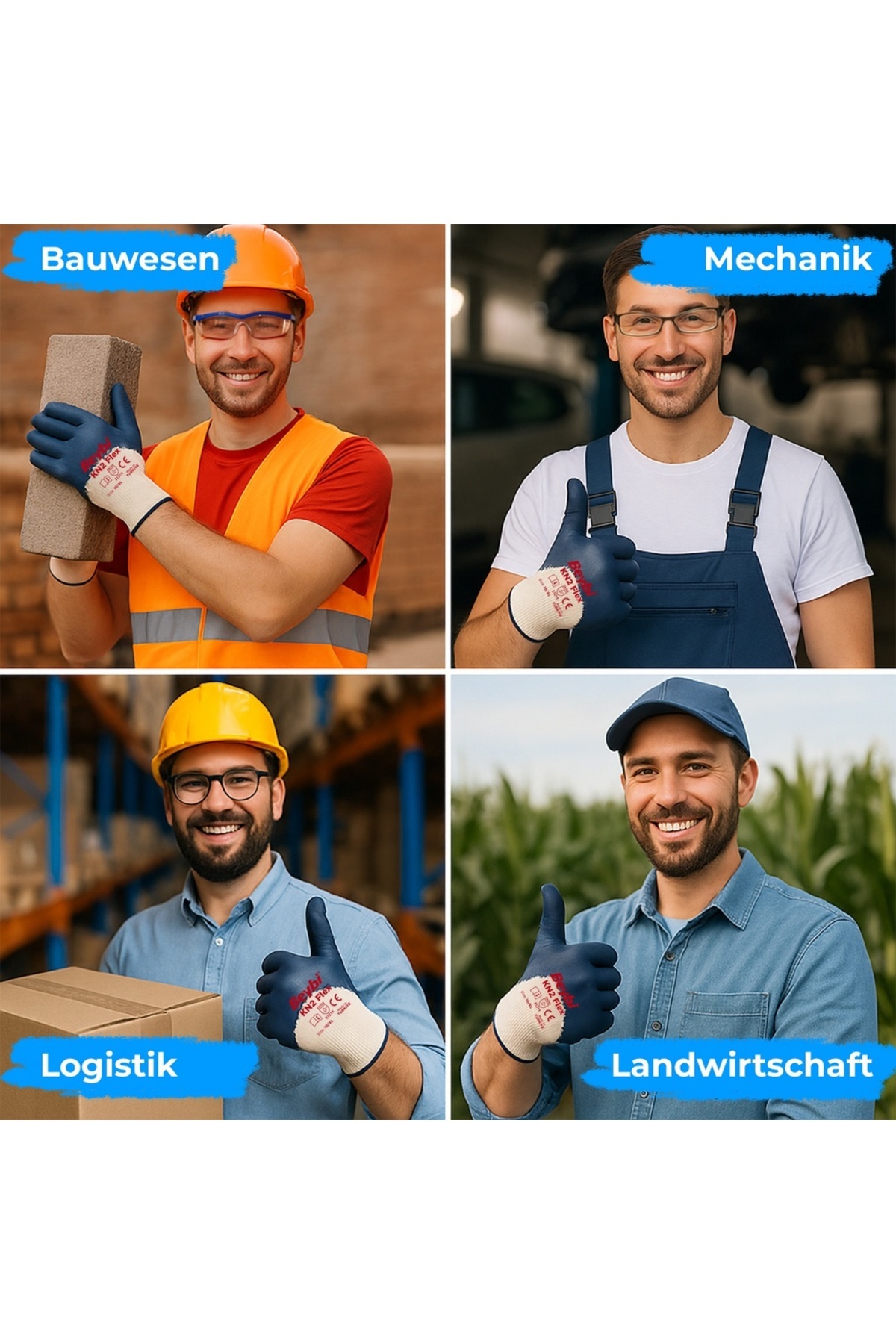 Beybi-| 12 Paar Arbeitshandschuhe - Baumwolle, 3/4 Nitril-beschichtet 7