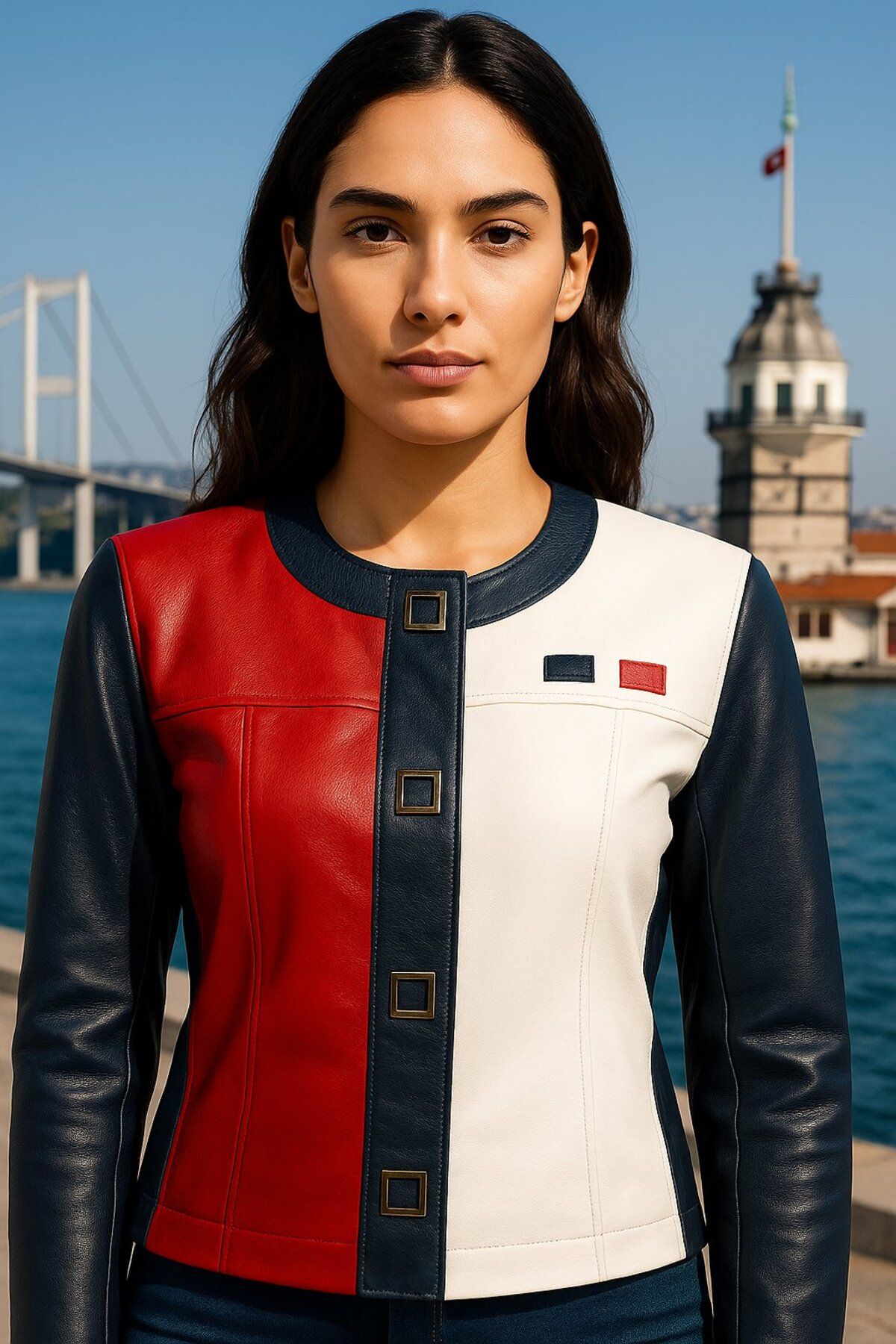 ZELIA Wear Marina Üç Blok Kadın Hakiki Deri Ceket