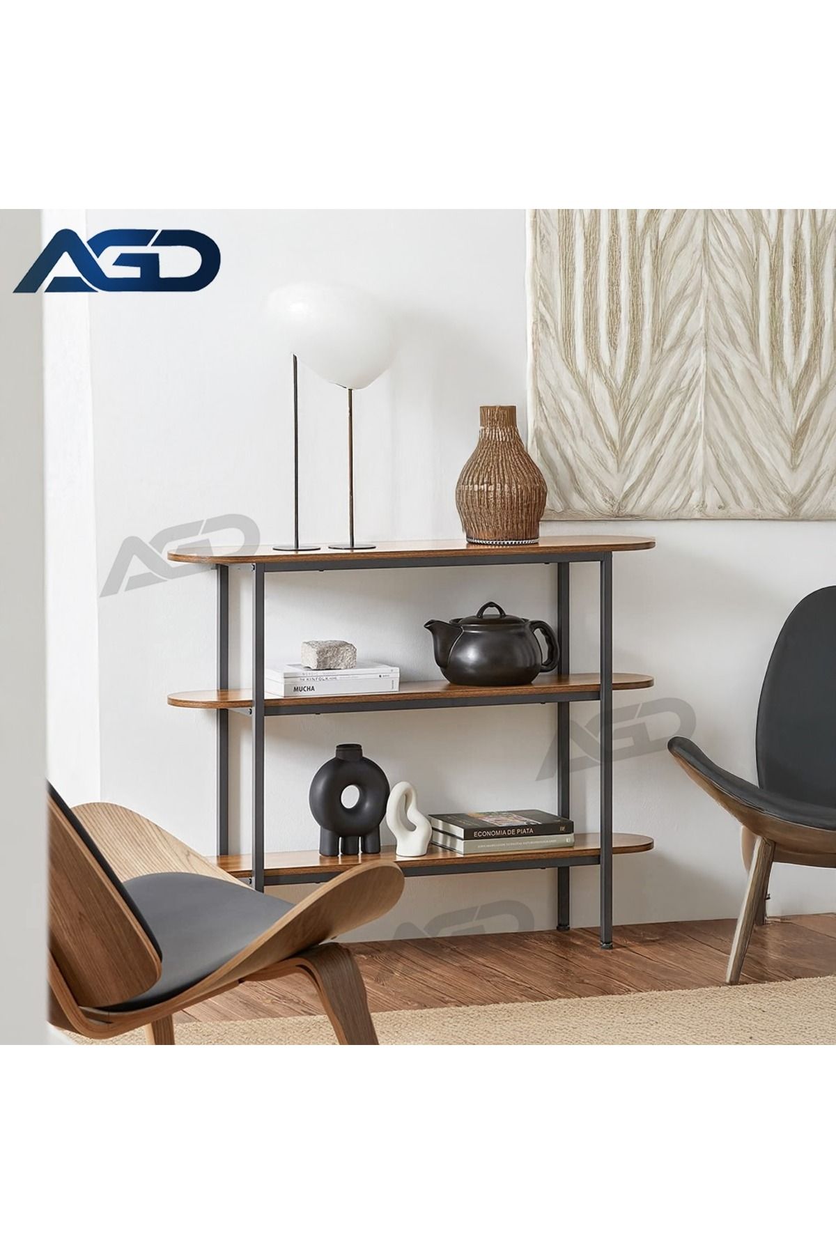 AGD-طاولة وحدة تحكم متعددة الأغراض، طاولة جانبية بثلاث طبقات لغرفة المعيشة والمكتب، 110*25*86 سم 3