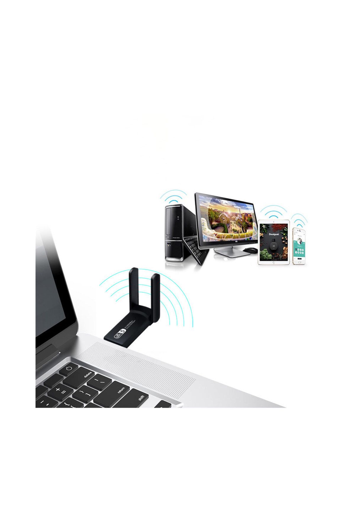 Generic-محول واي فاي وبلوتوث USB 3.0، مستقبل شبكة خارجي ثنائي النطاق بسرعة 1300 ميجابت في الثانية، يغطي مسافة 200 متر 4