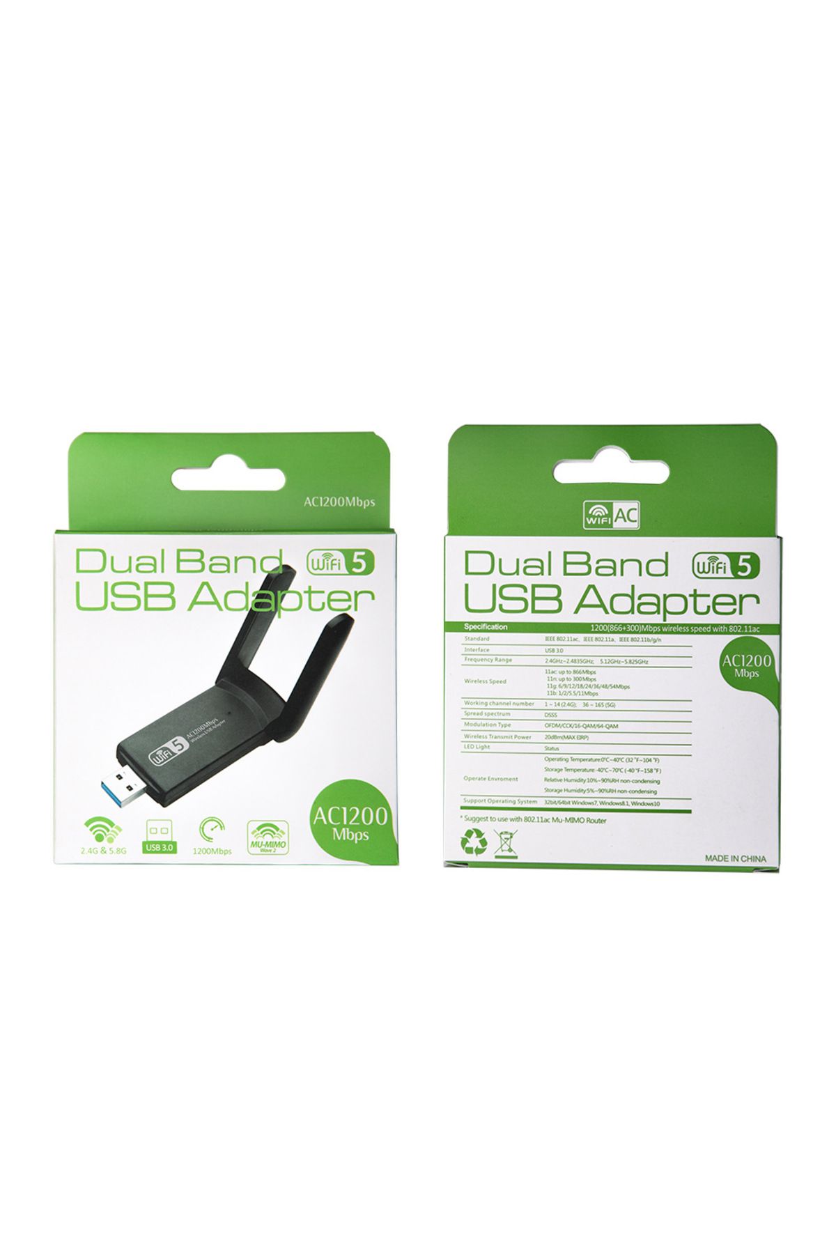 Generic-محول واي فاي وبلوتوث USB 3.0، مستقبل شبكة خارجي ثنائي النطاق بسرعة 1300 ميجابت في الثانية، يغطي مسافة 200 متر 3