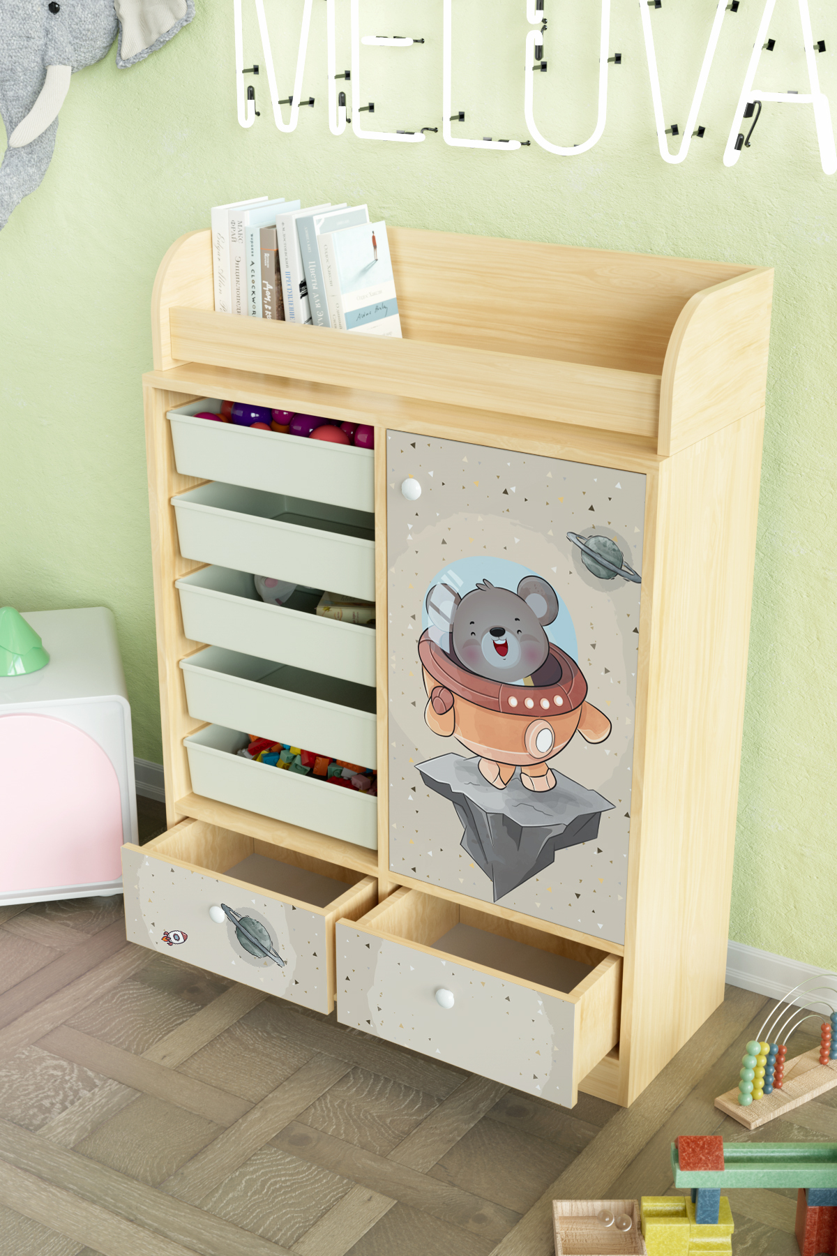 Hediyeler Kapında Little Astronaut Design "Melova" 5 Sepetli 2 Çekmeceli Çok Amaçlı Oyuncak Dolabı fotoğrafı 4 (önizleme)