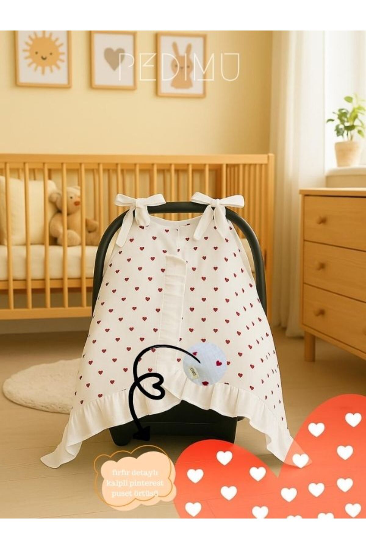 Pedimu Müslin Kalpli Renk Fırfır Detaylı Puset Örtüsü