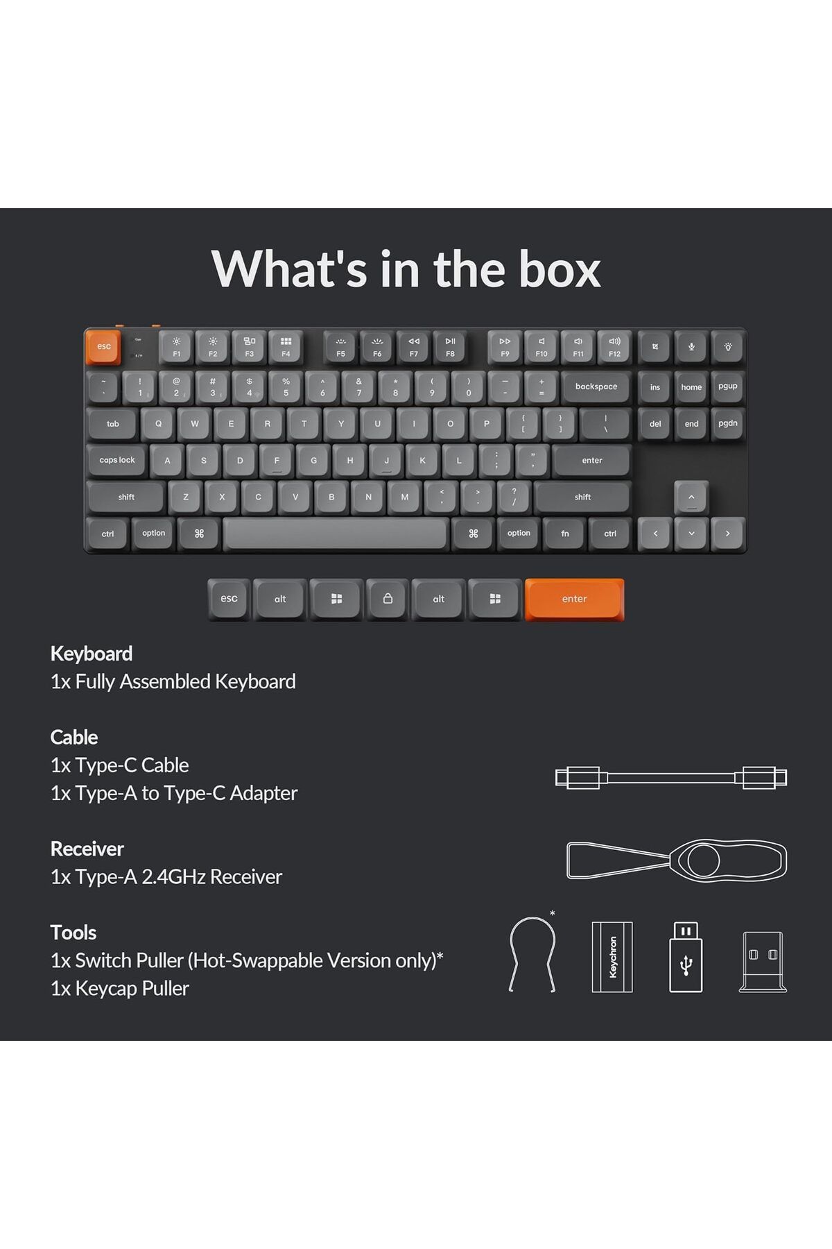 Keychron-K1 Max QMK/VIA Wireless Custom Mechanical Keyboard, Red Linear Low-Profile Gateron Switch, 5