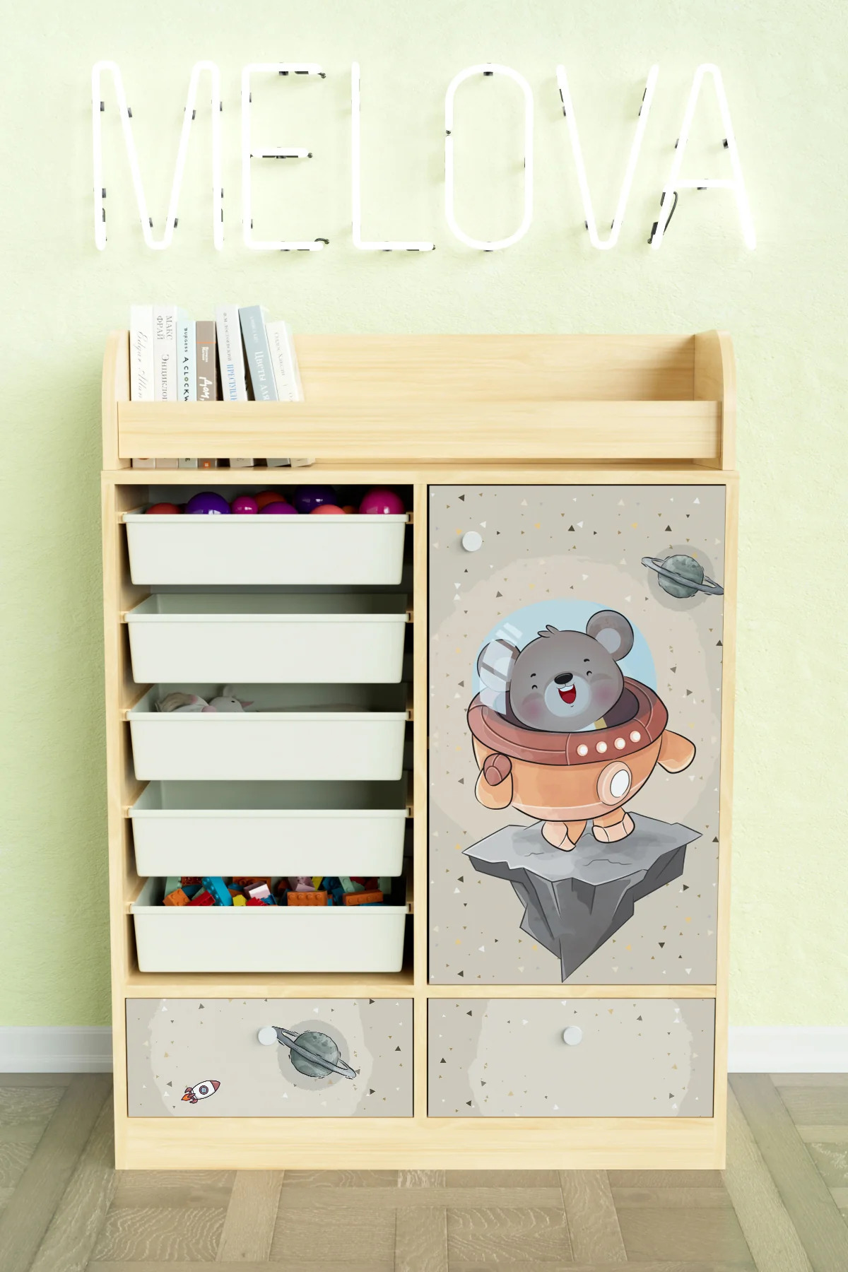 Hediyeler Kapında Little Astronaut Design "Melova" 5 Sepetli 2 Çekmeceli Çok Amaçlı Oyuncak Dolabı fotoğrafı 2 (önizleme)