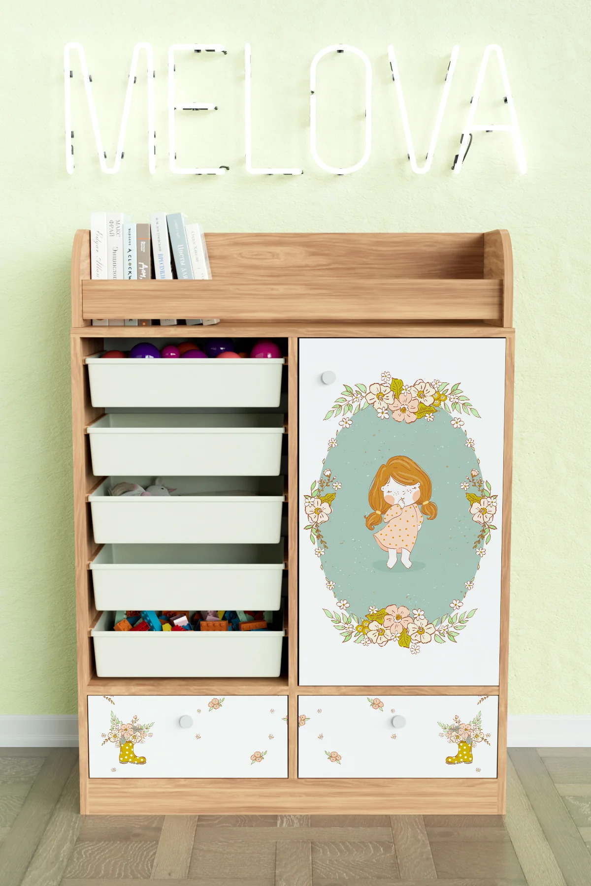 Hediyeler Kapında Adorable Design "Melova" 5 Sepetli 2 Çekmeceli Çok Amaçlı Oyuncak Dolabı fotoğrafı 2 (önizleme)