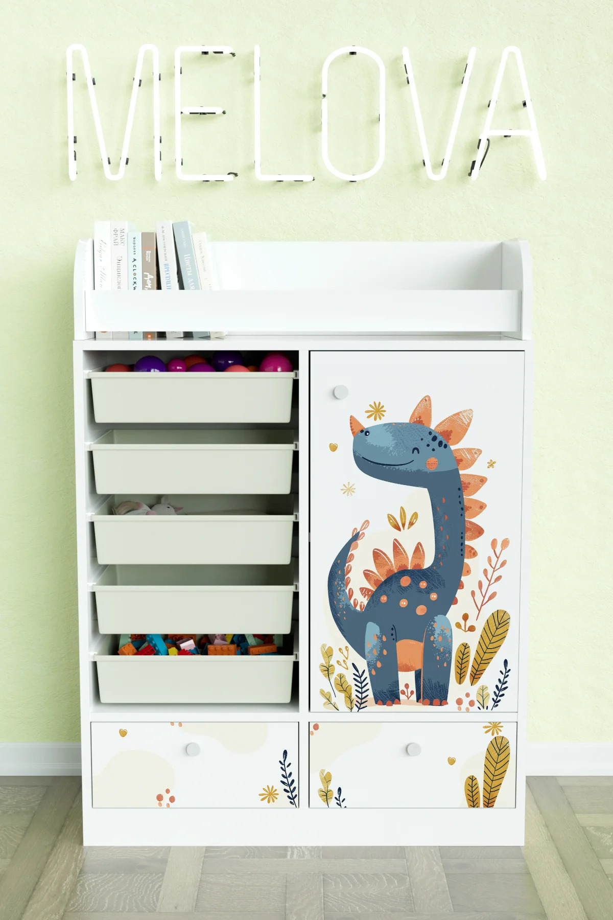 Hediyeler Kapında Minik Dino Design "Melova" 5 Sepetli 2 Çekmeceli Çok Amaçlı Oyuncak Dolabı fotoğrafı 2 (önizleme)