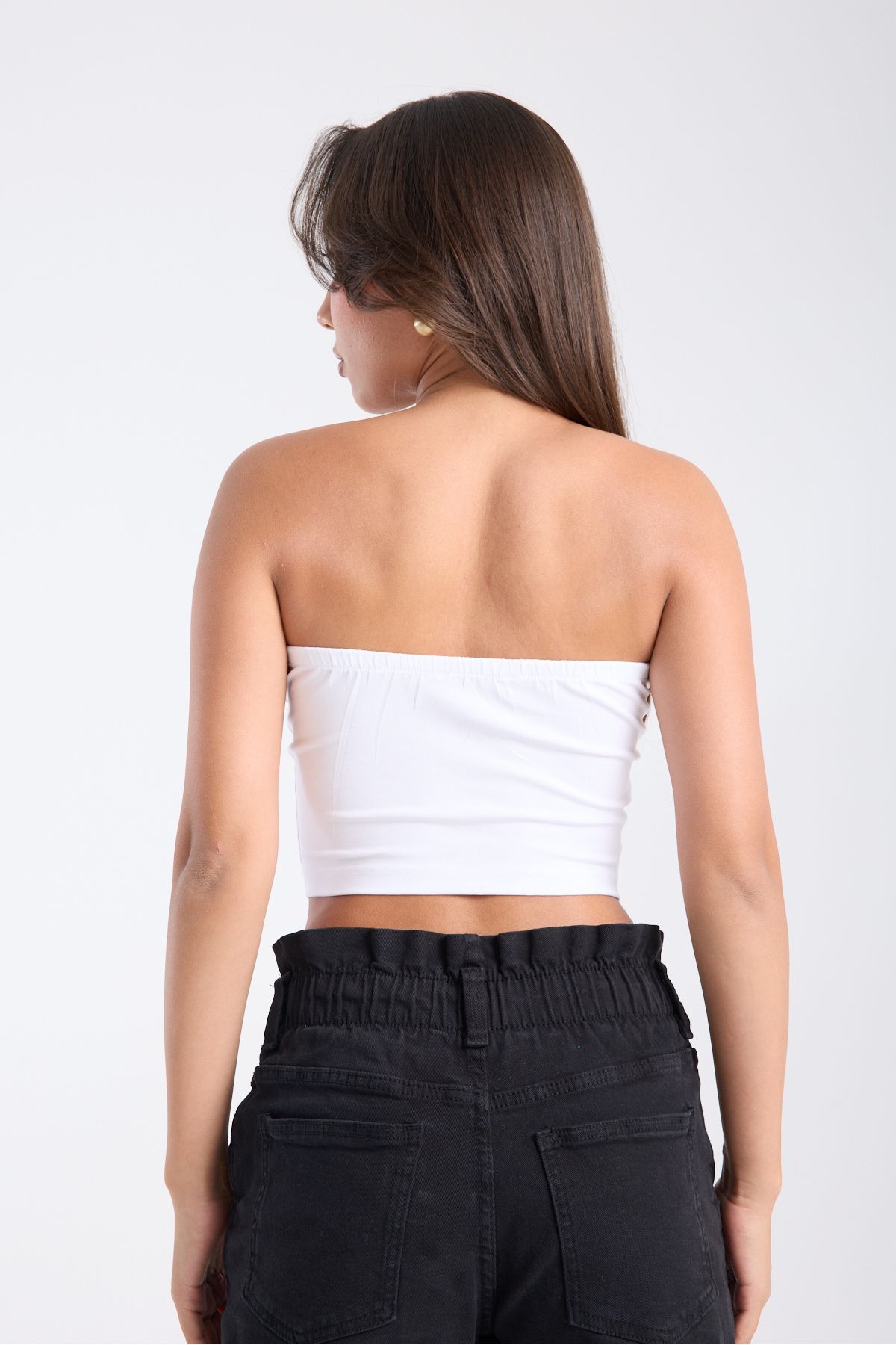 3 ROPE-Juicy Rhinestone Stone Printed Strapless Crop Top Bustier White 4