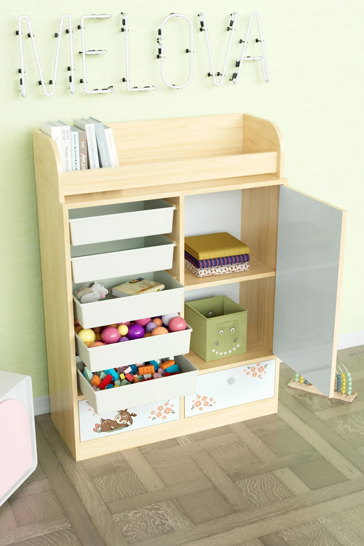 Hediyeler Kapında Little Fawn Design "Melova" 5 Sepetli 2 Çekmeceli Çok Amaçlı Oyuncak Dolabı fotoğrafı 3 (önizleme)