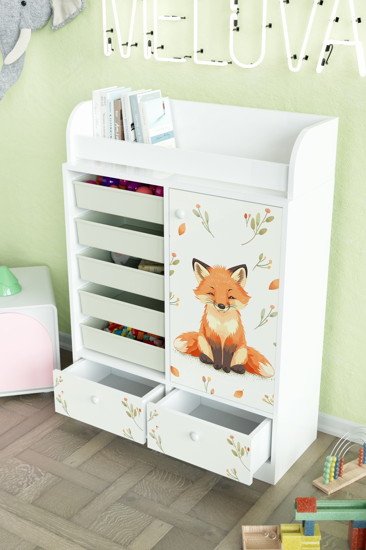 Hediyeler Kapında Foxie Design "Melova" 5 Sepetli 2 Çekmeceli Çok Amaçlı Oyuncak Dolabı fotoğrafı 4 (önizleme)