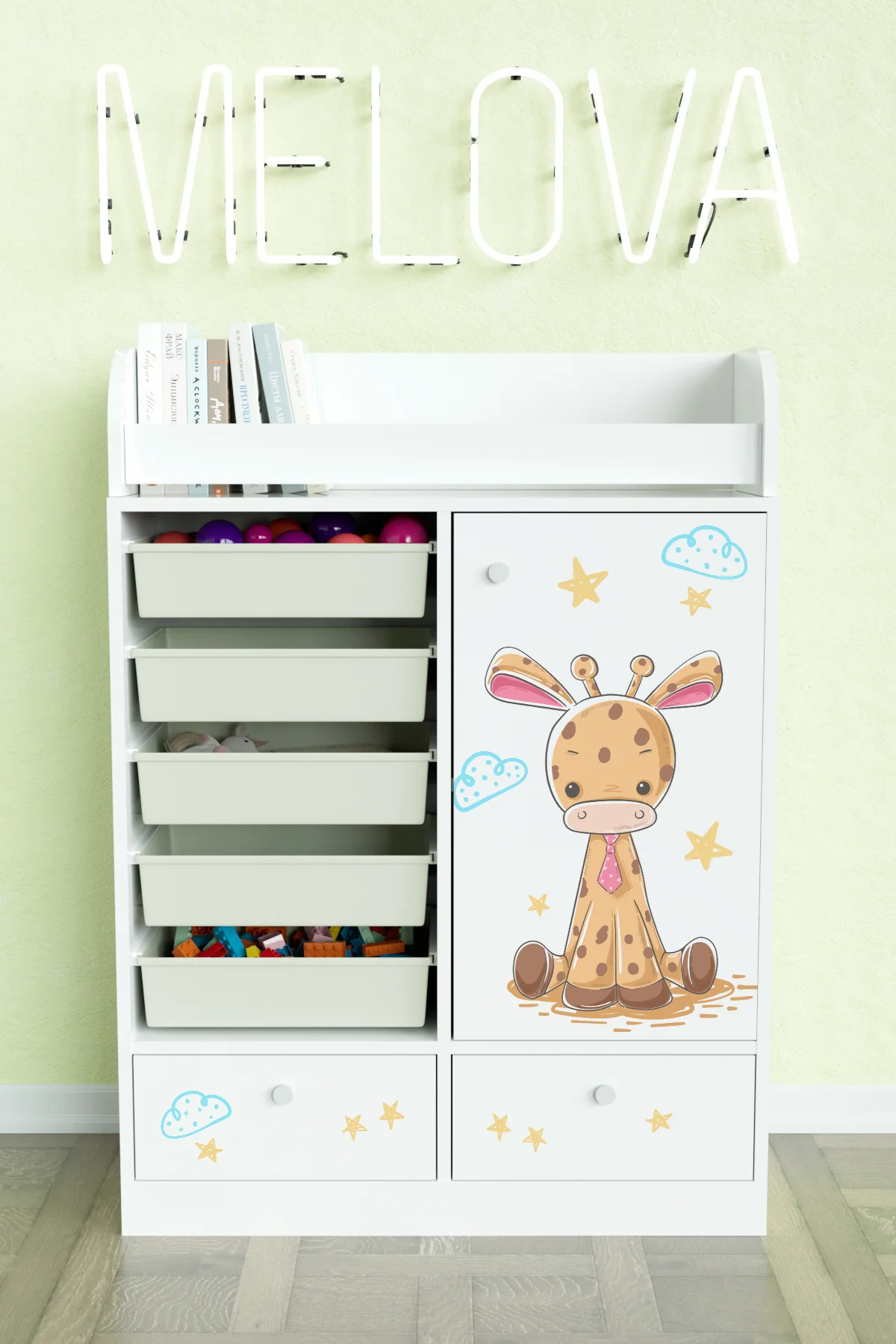 Hediyeler Kapında Bay Zürafa Design "Melova" 5 Sepetli 2 Çekmeceli Çok Amaçlı Oyuncak Dolabı fotoğrafı 2 (önizleme)