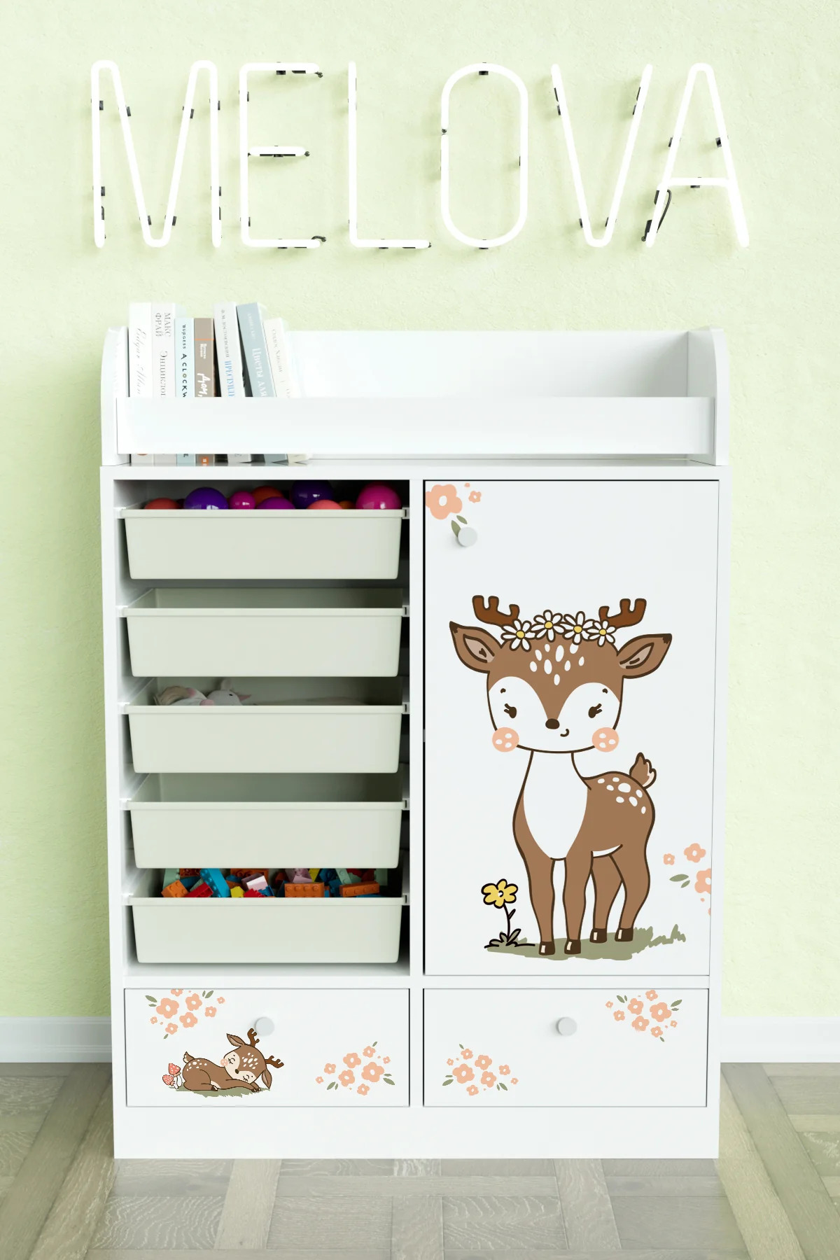 Hediyeler Kapında Little Fawn Design "Melova" 5 Sepetli 2 Çekmeceli Çok Amaçlı Oyuncak Dolabı fotoğrafı 2 (önizleme)