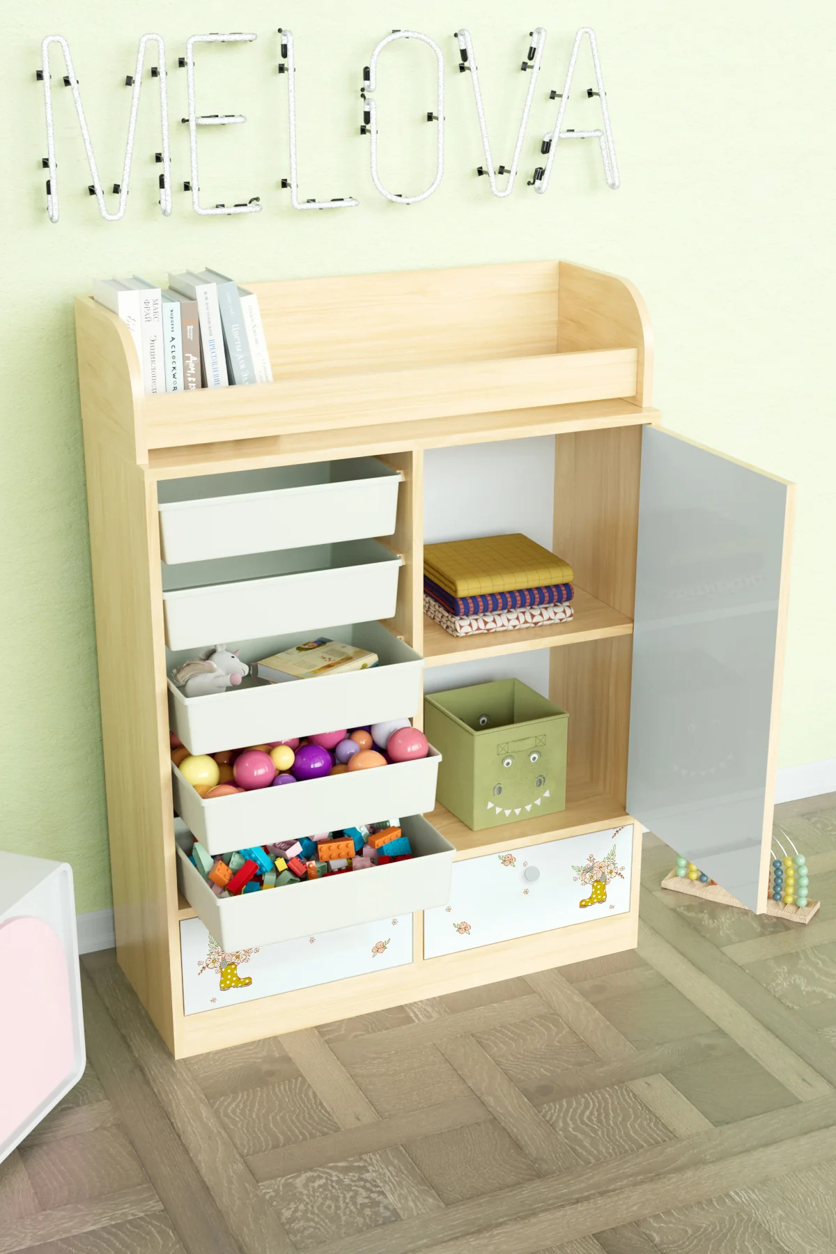 Hediyeler Kapında Adorable Design "Melova" 5 Sepetli 2 Çekmeceli Çok Amaçlı Oyuncak Dolabı fotoğrafı 3 (önizleme)