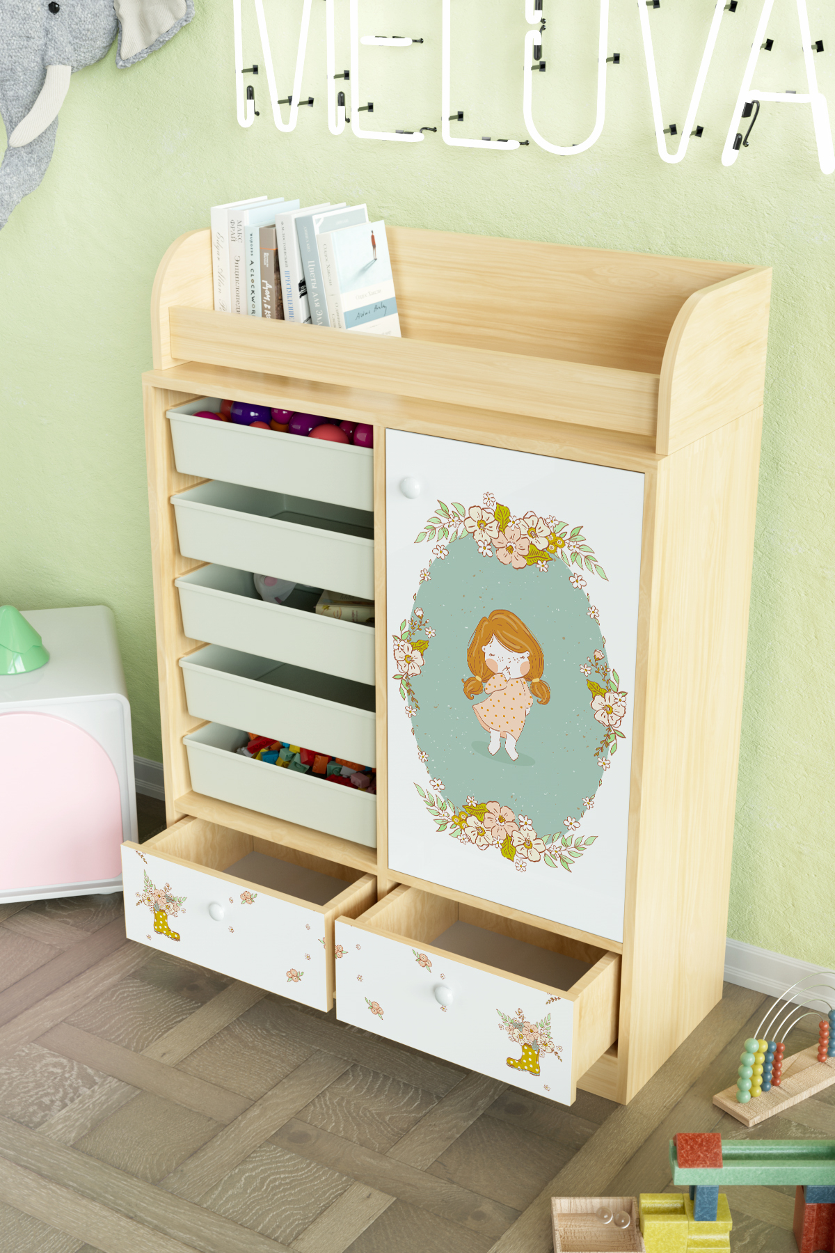 Hediyeler Kapında Adorable Design "Melova" 5 Sepetli 2 Çekmeceli Çok Amaçlı Oyuncak Dolabı fotoğrafı 4 (önizleme)