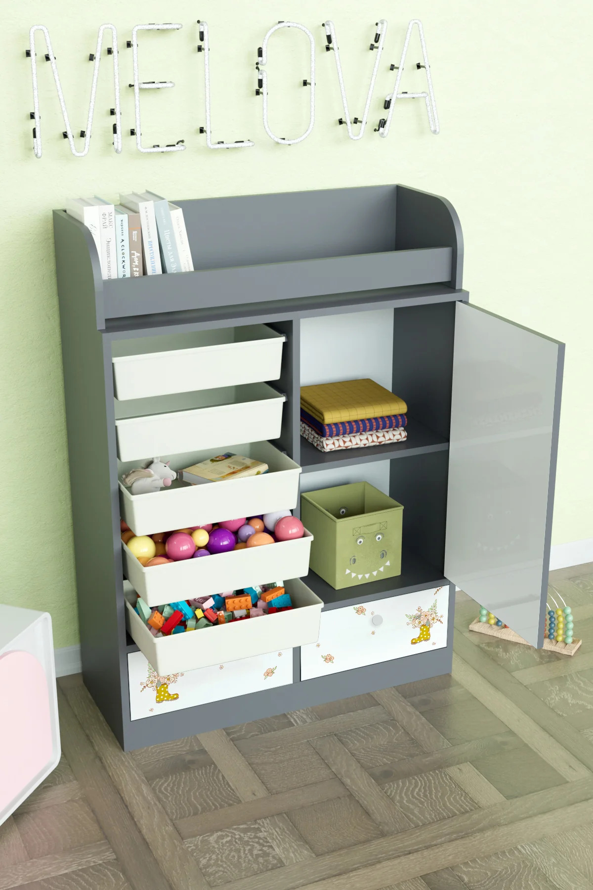 Hediyeler Kapında Adorable Design "Melova" 5 Sepetli 2 Çekmeceli Çok Amaçlı Oyuncak Dolabı fotoğrafı 3 (önizleme)