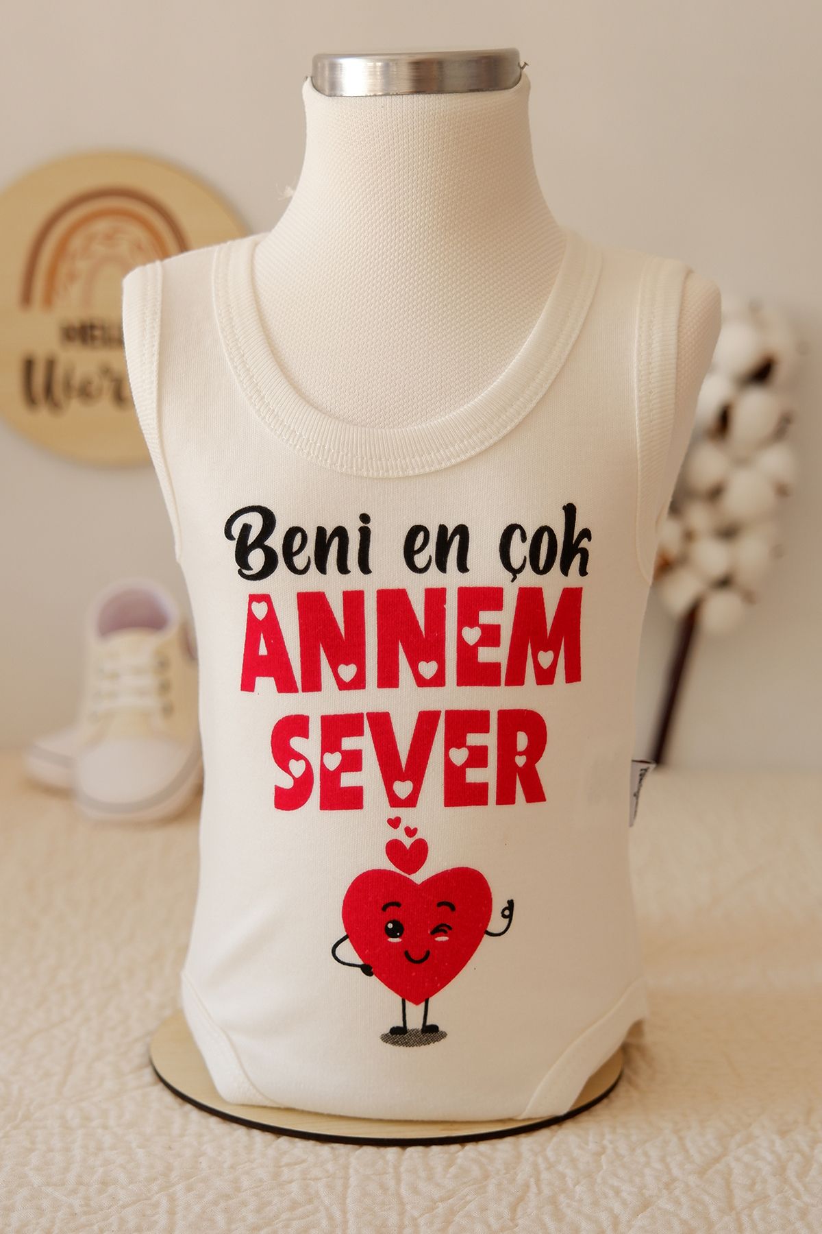LilJoy Beni En Çok Annem Sever Baskılı Bebek Body Zıbın %100 Pamuk