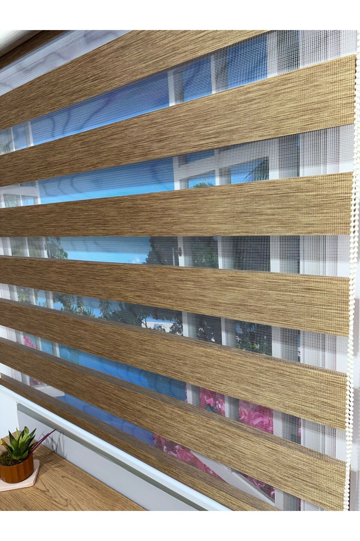 Imported Bamboo Brown Bamboo Zebra Roller Blind Curtain Skirt Sliceless