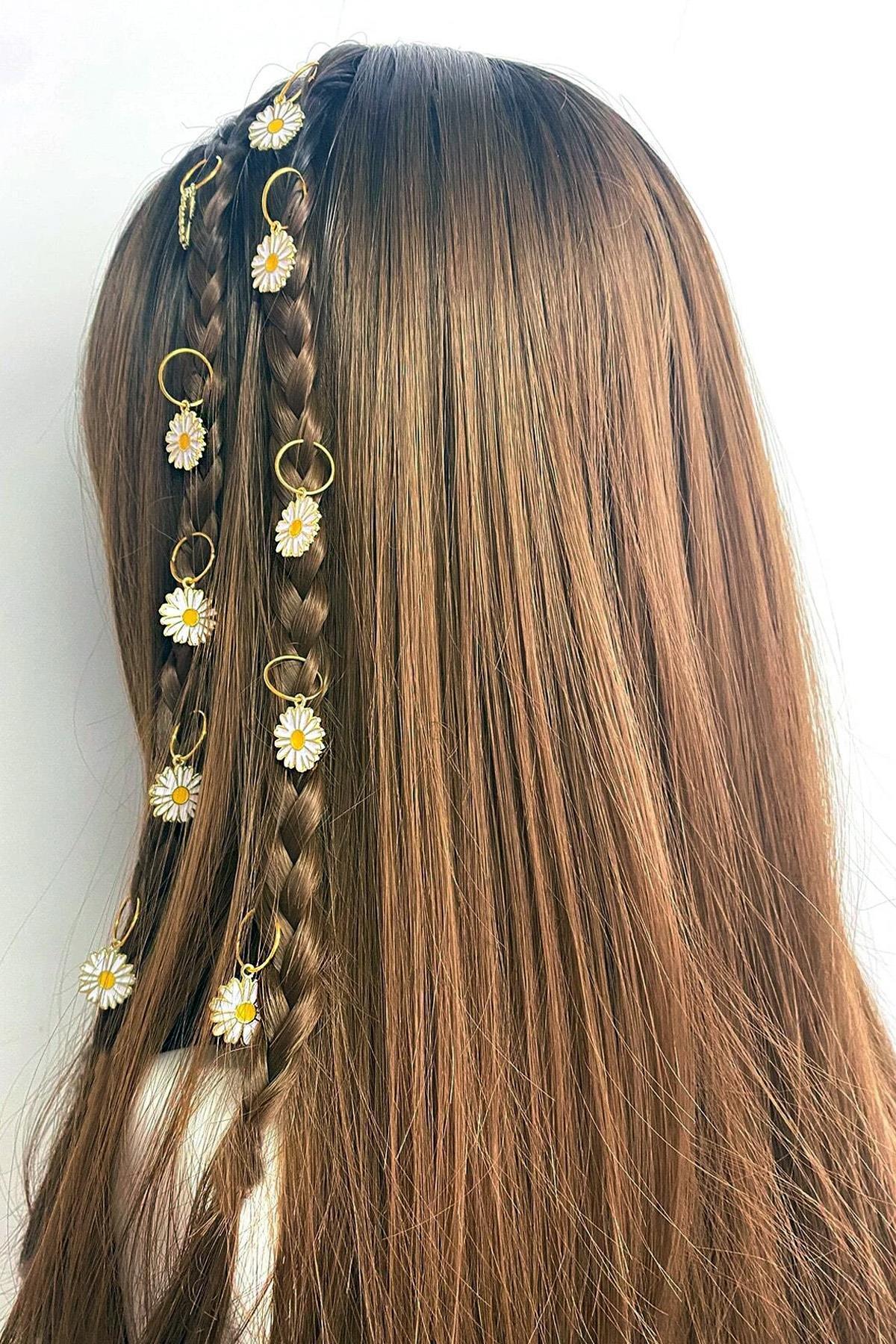 New Obsessions Papatya Figürlü 10'lu Saç Küpesi Seti