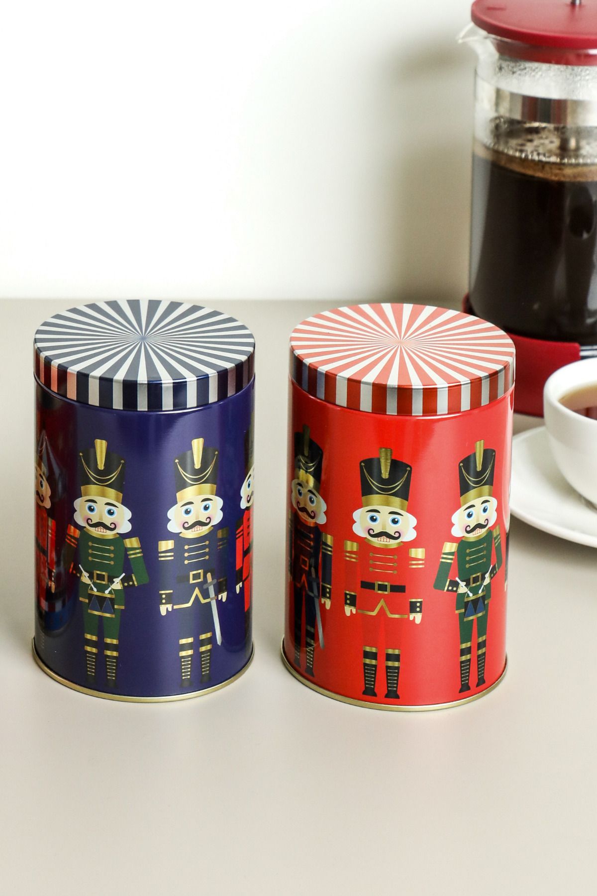 Sarkap-Nutcracker Series - 2-Piece Metal Round Storage Container 2
