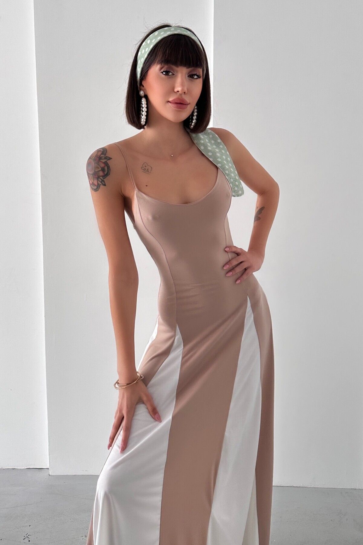 New Now-Partial Pattern Sandy Dress with String Straps 2