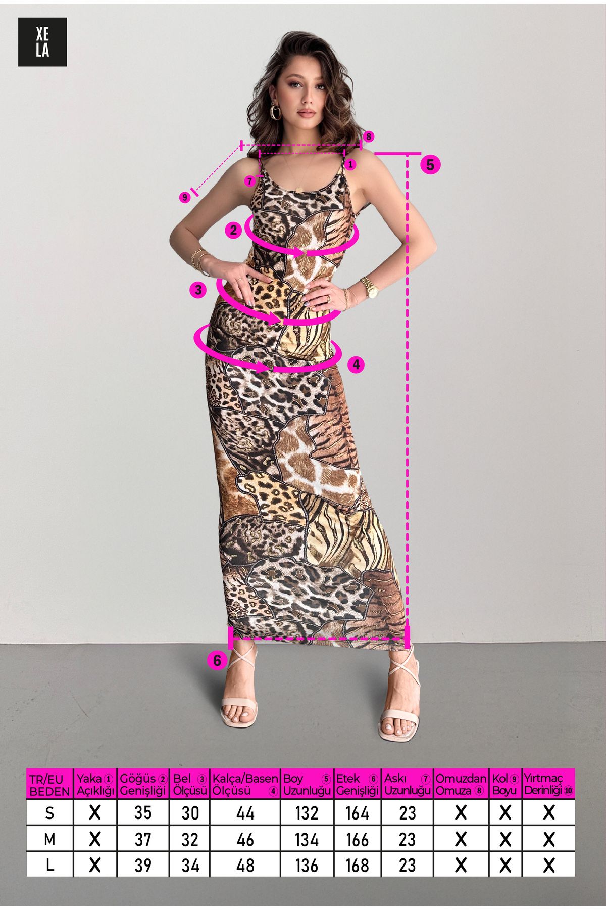 New Now-Partial Pattern Sandy Dress with String Straps 8