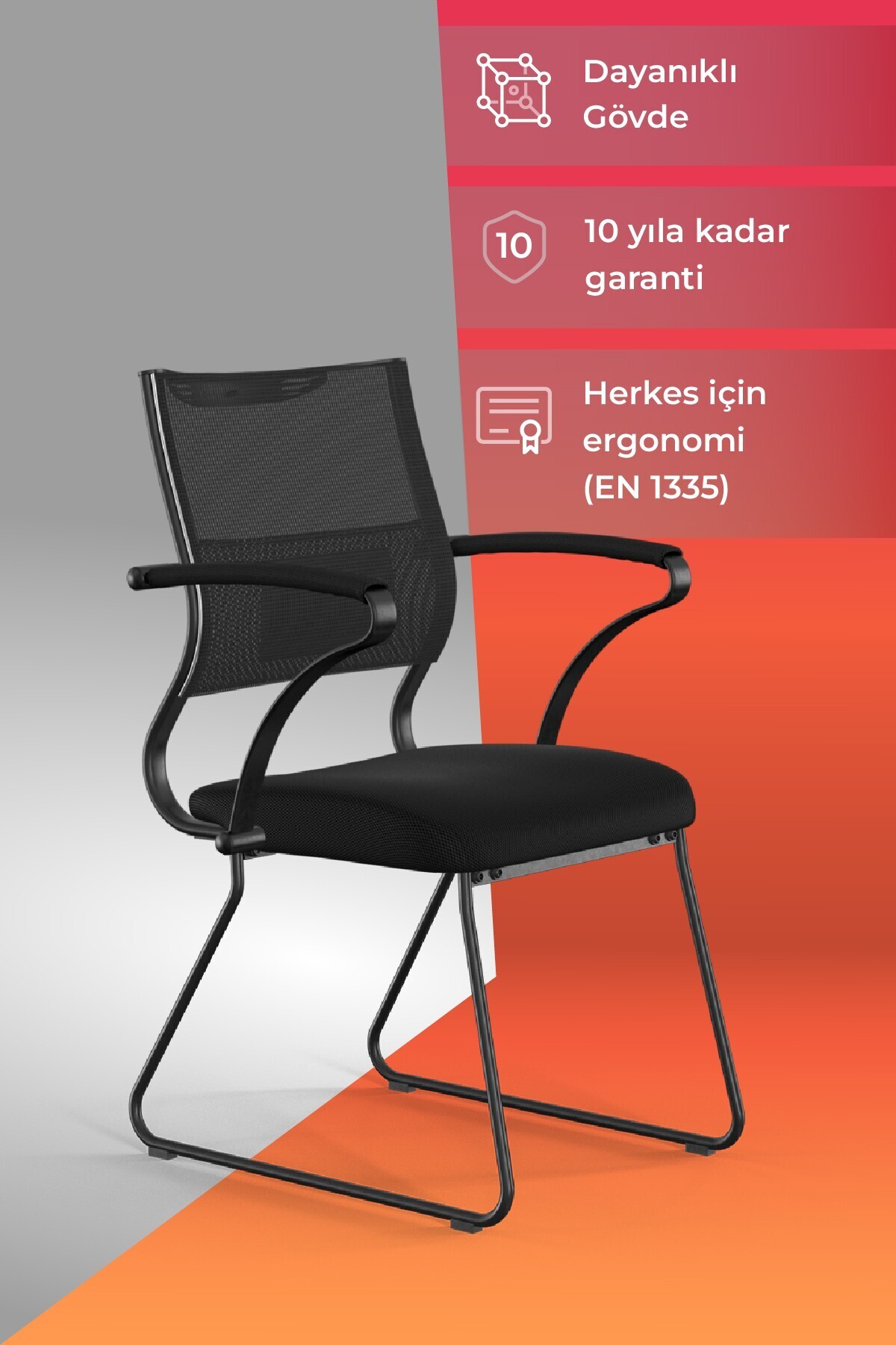 METTA Ergolife Sit Air Bekleme Koltuğu | Bel Destekli, Fileli, Siyah, Toplantı Sandalyesi -572.60.1.6A5