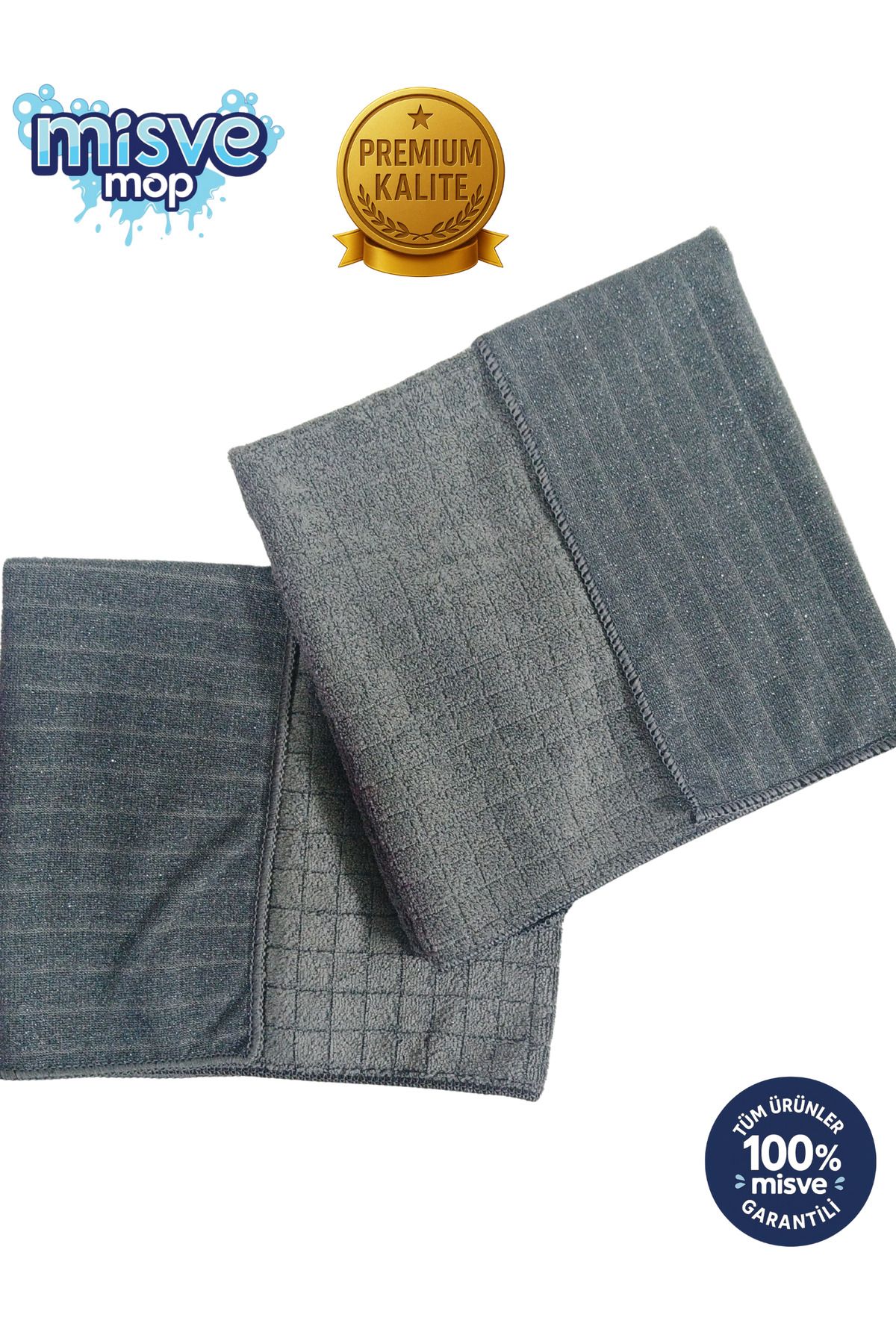 Misvele Zor Kir Bezi Temizlik Bezi | 2li Paket | Telli Bez Serisi | 40x40cm Cam,vitrin,mutfak