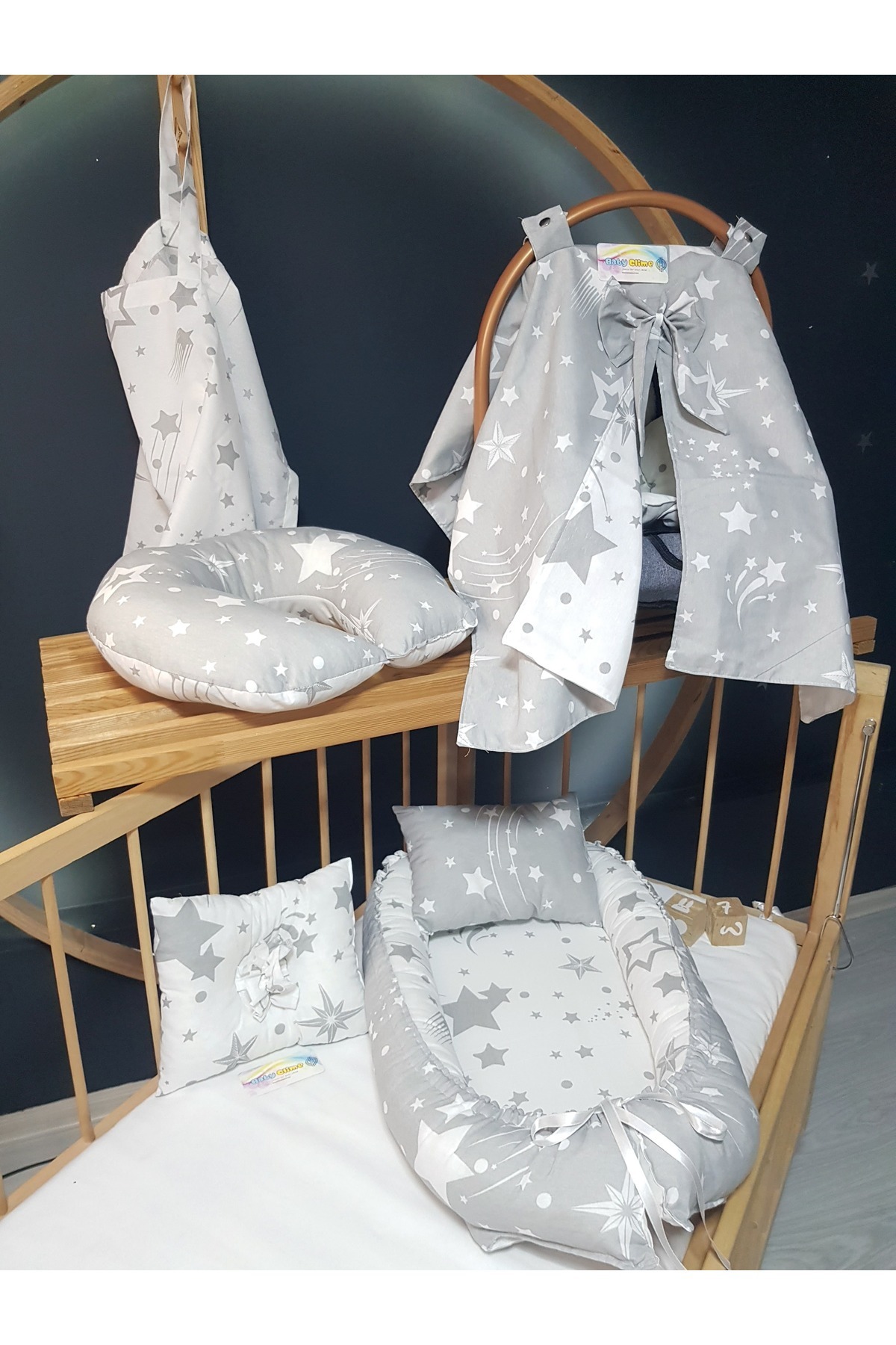 Baby Clime 7 Parça Bebek Seti – Babynest Anne Yanı Yatak, Puset Takımı, Emzirme Yastığı ve Minderi fotoğrafı 7 (önizleme)