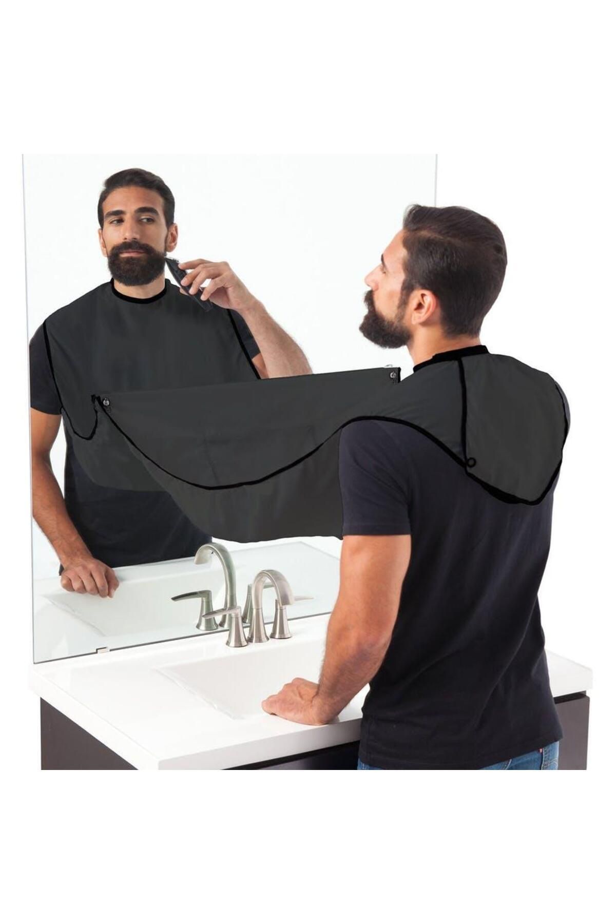 OEM Pelerină Pentru Tuns Barba Cu Ventuze Oglindă, Neagră - One Size
