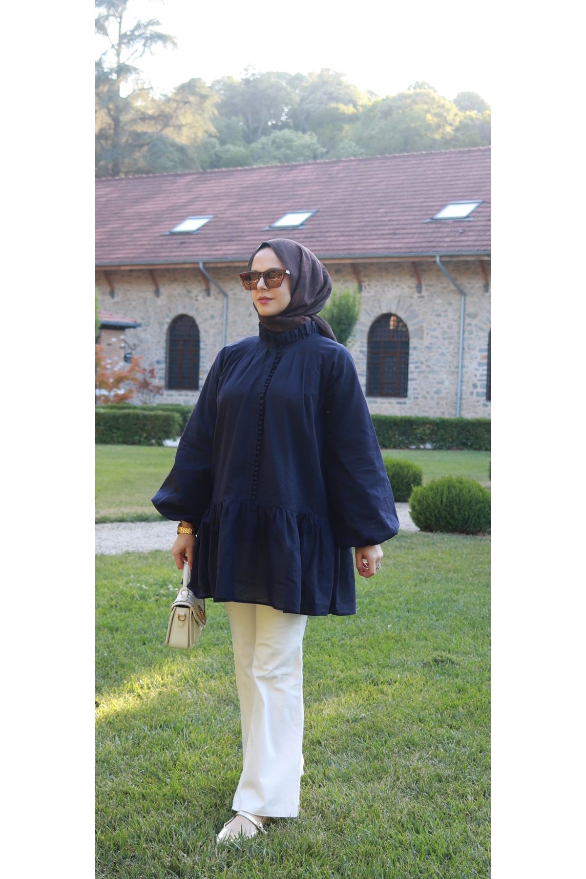 MİZZA COLLECTİON BRİTLİ VUAL GÖMLEK - KOYU LACİVERT (%100 PAMUK)