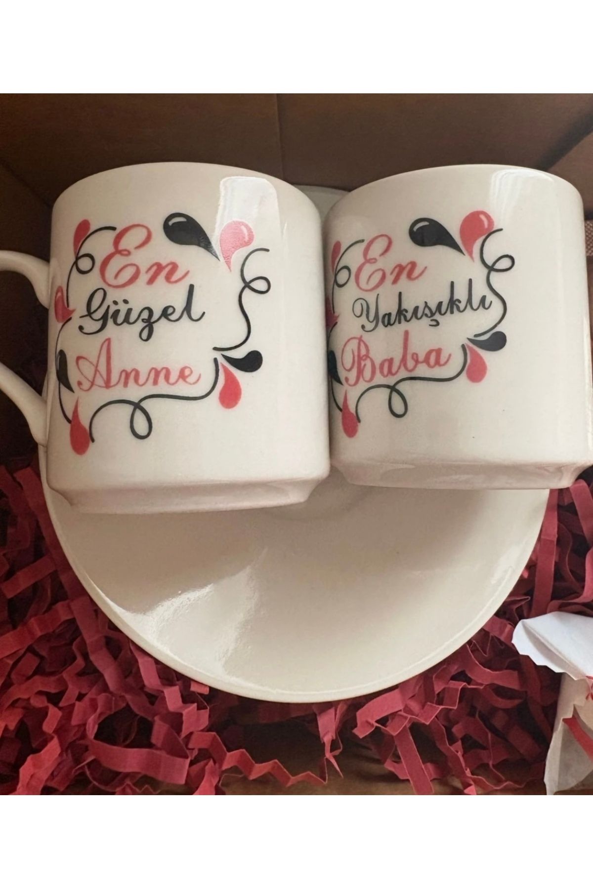 DEFORA En Güzel Anne En Yakışıklı Baba Hediye Kutusu 2 li Fincan Seti Takımı