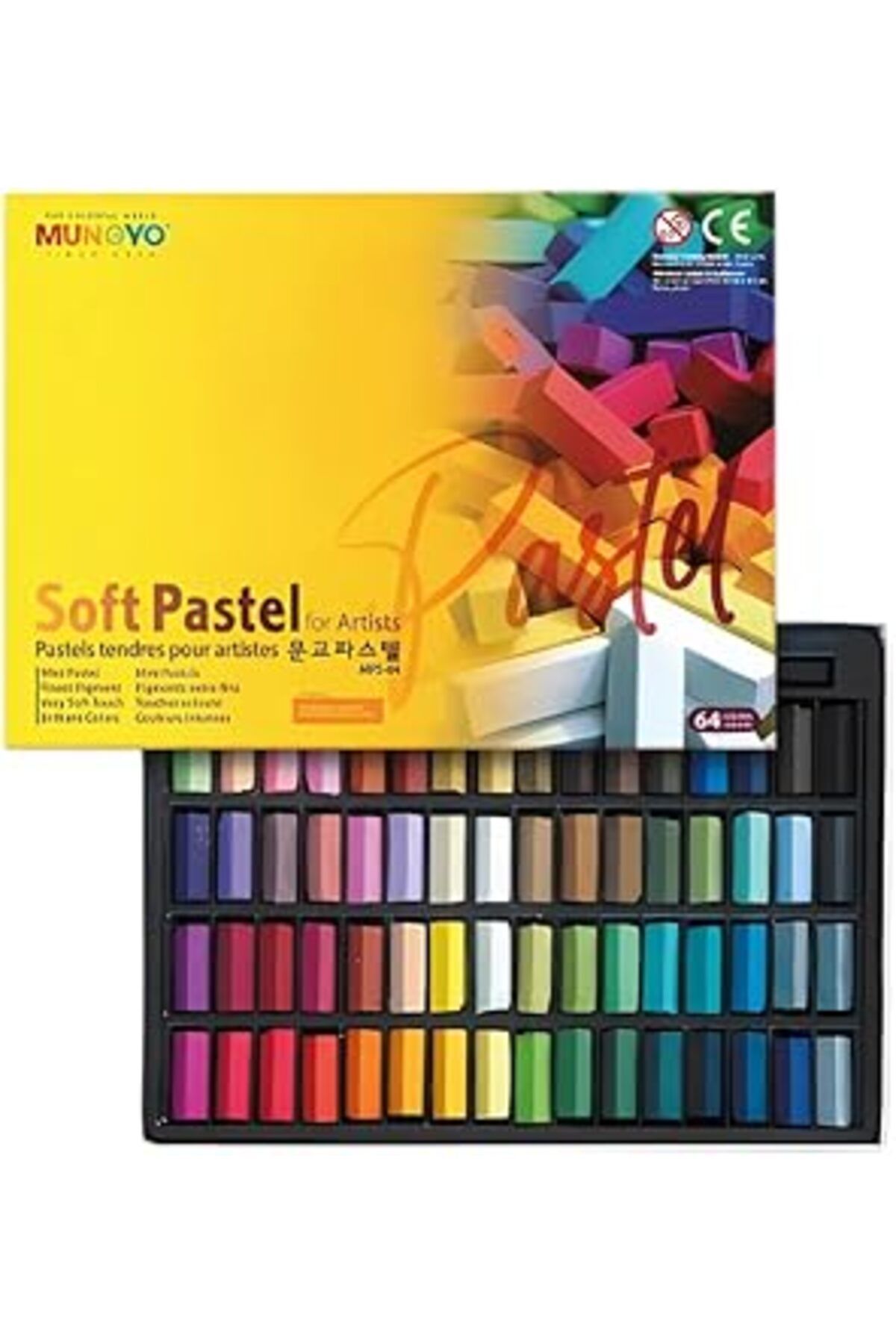 Qedii Mungyo Mps-64 Pastel Boya Yumuşak Köşeli 1/2 Toz Pastel, 64 Renk