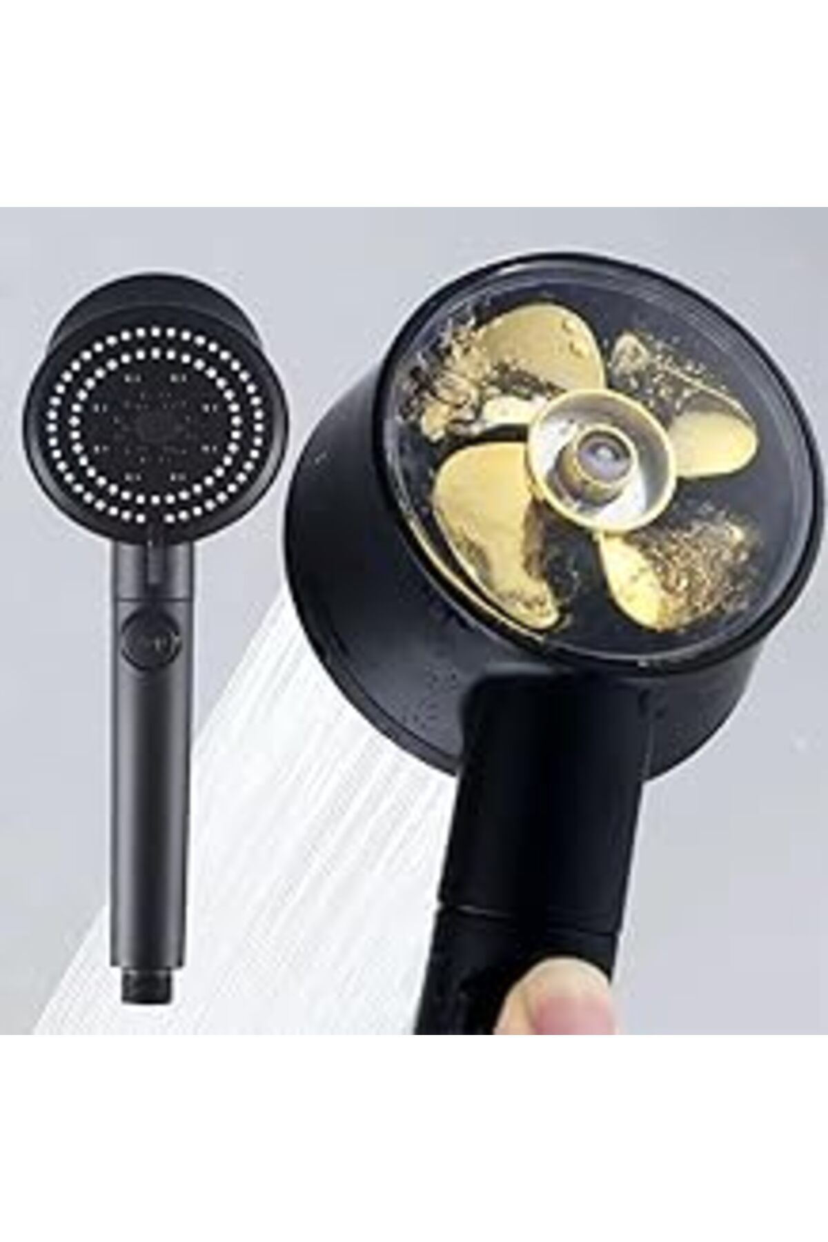 NETWORK ART Orret Home Turbo Fan 5 Fonksiyonlu Duş Başlığı, El Duşu Handshower, Siyah, Durdurma Özelliği İle, Y