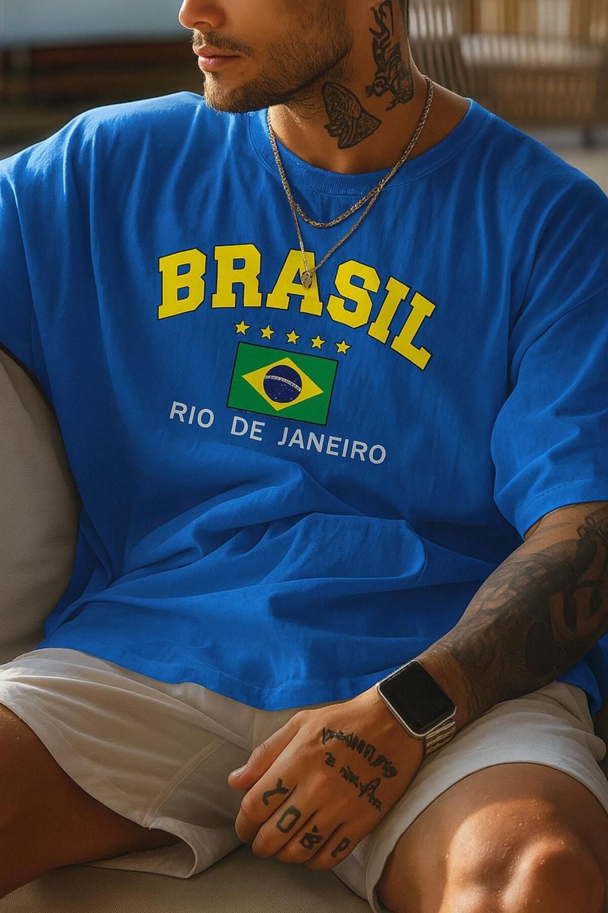 New Shine Brasil Brezilya Baskılı Oversize T-Shirt