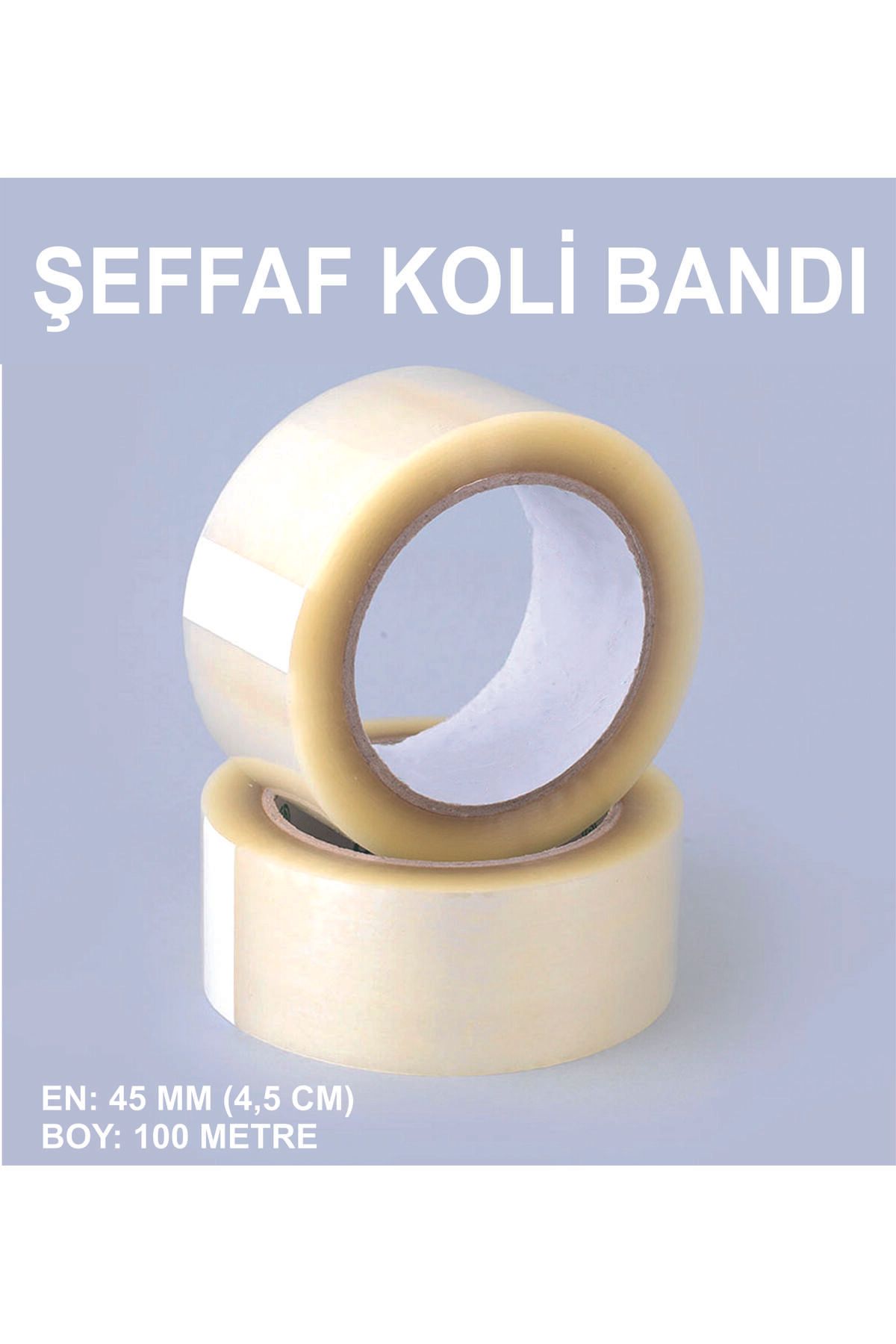 Baskı Madeni Şeffaf Koli Bandı 45 Mm X 100 Mt Şeffaf Güçlü Yapışkanlı Kopmayan Bant