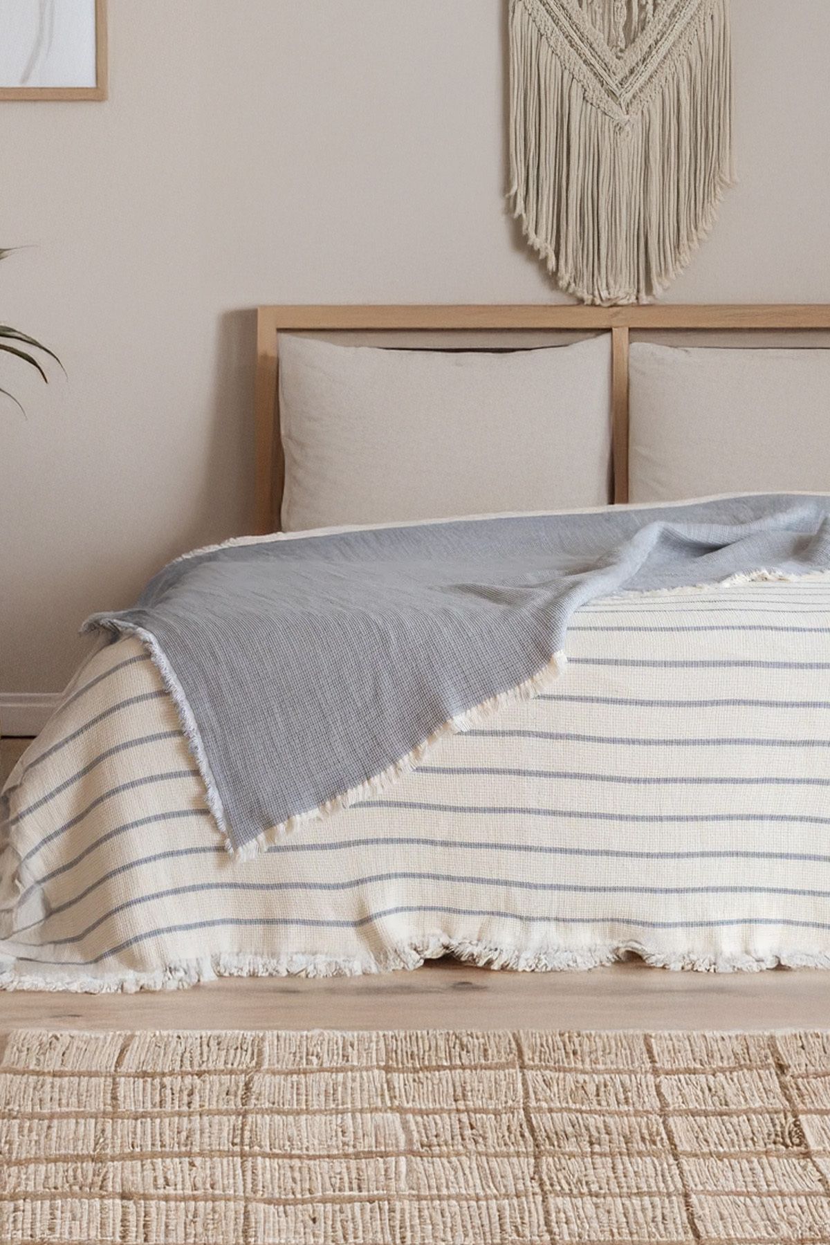 Akaystore Ilıca %100 Pamuk Müslin Yumuşak Elyaf Dolgulu Yatak Örtüsü Çift Kişilik 230x250cm