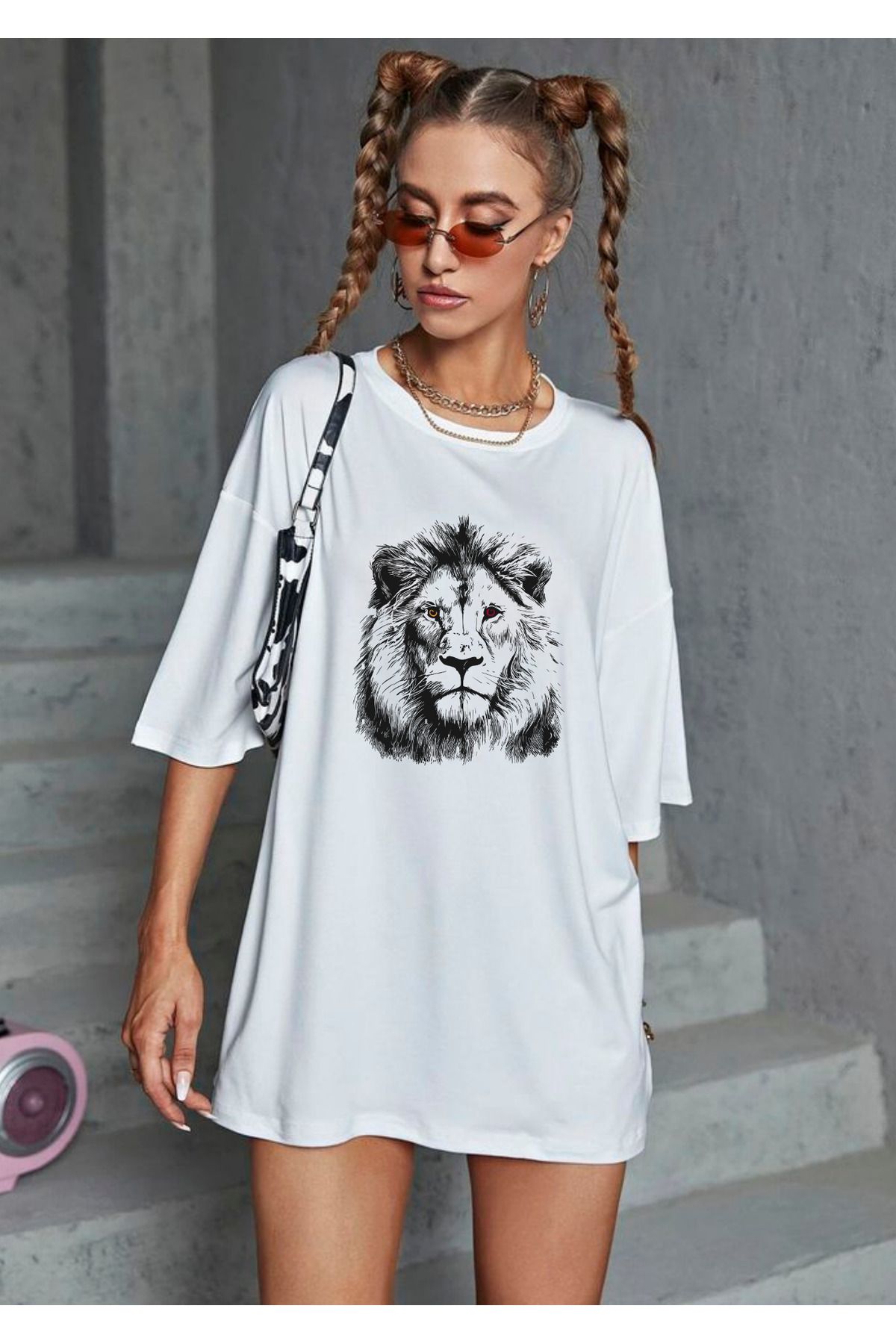 lewibafashion ASLAN LEON TASARIM PREMİUM BASKI %100 PAMUK T-SHİRT